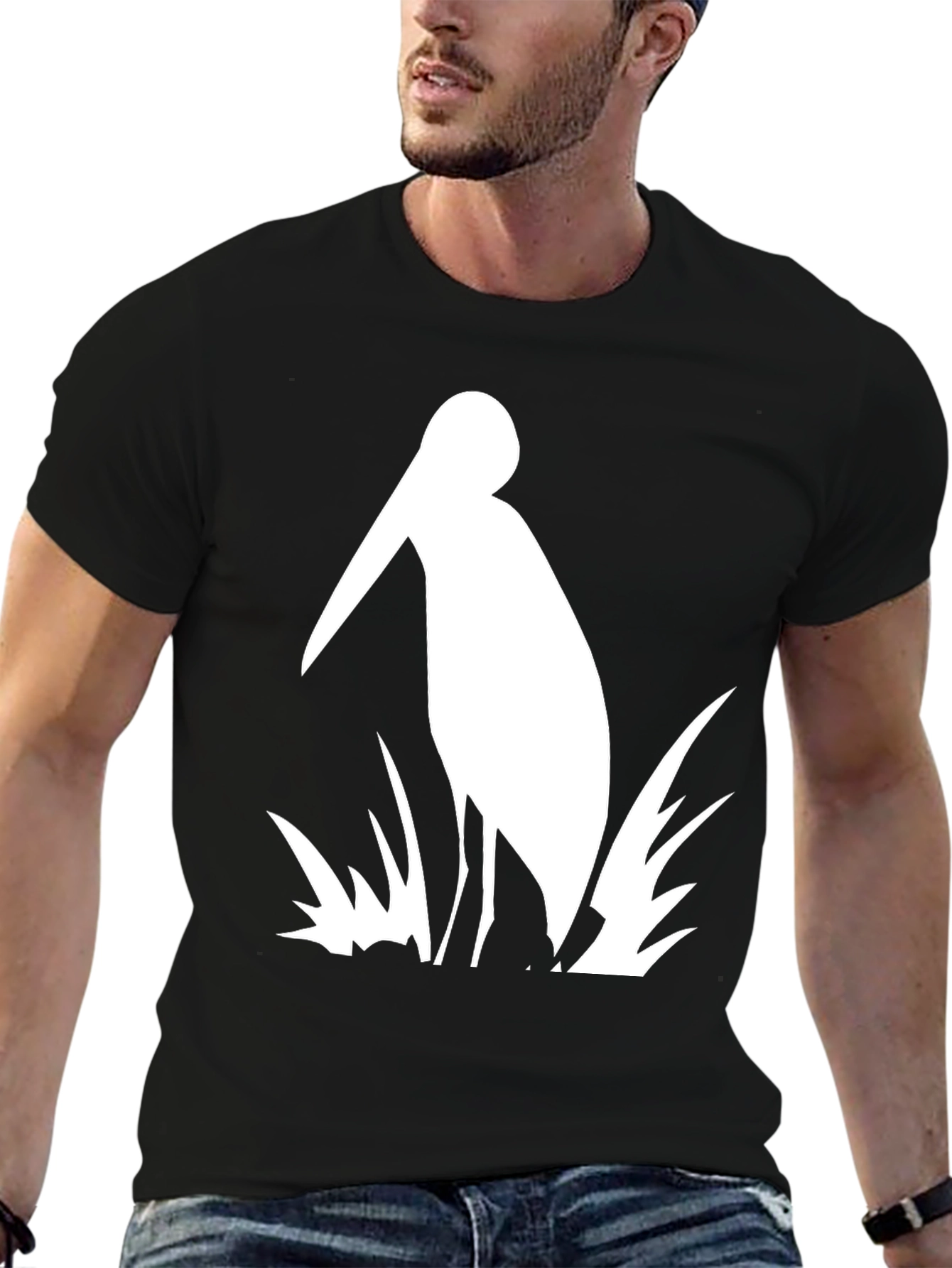 Heron Graphic Tee - Black Cotton Shirt