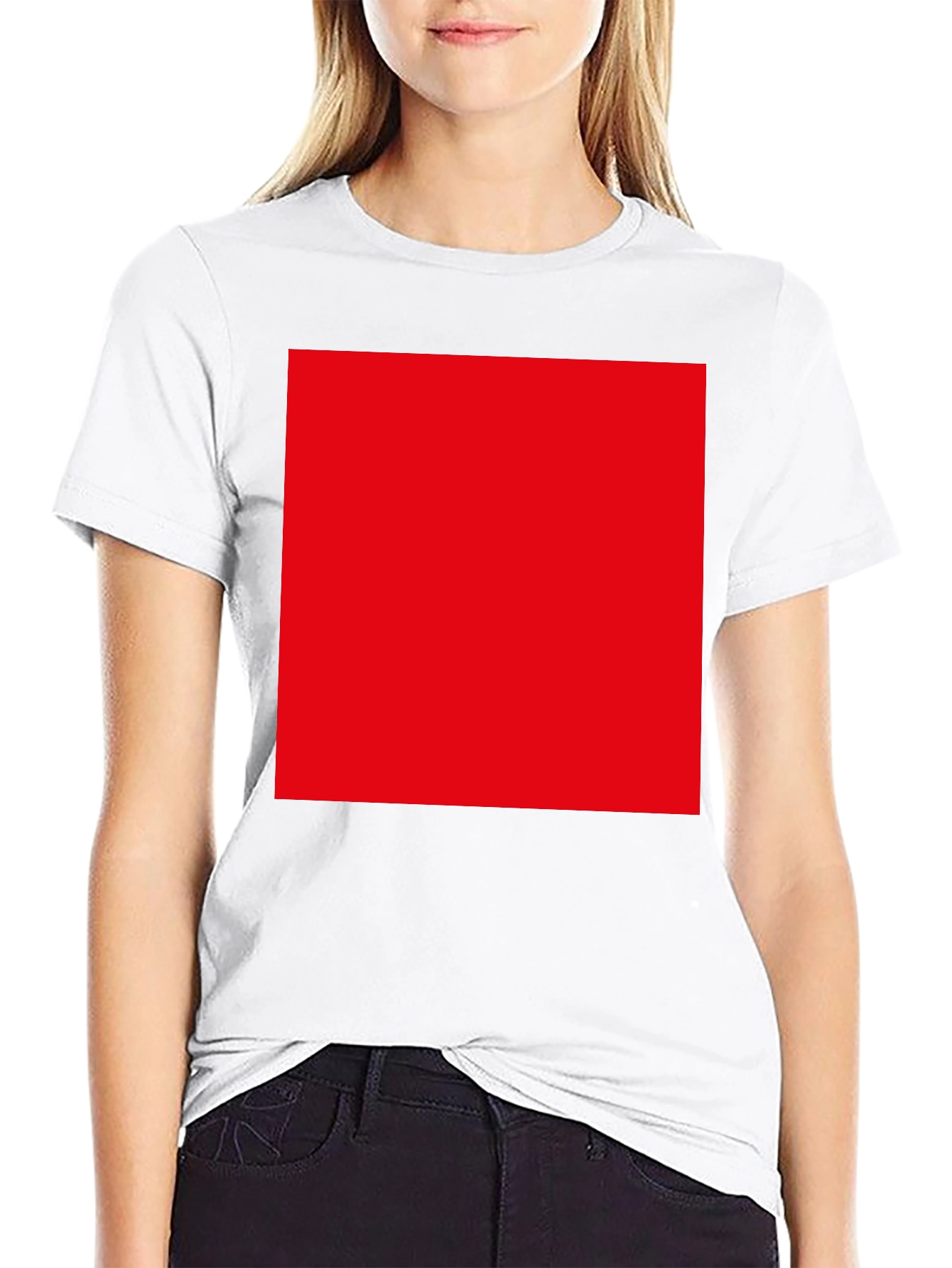 Black T-Shirt with Bold Red Square Design