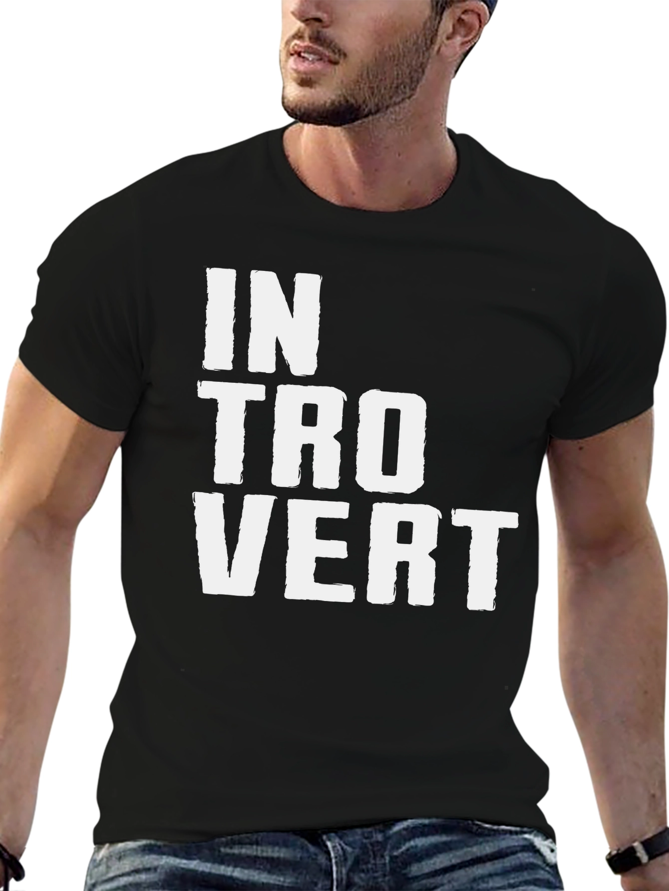 Introvert Graphic T-Shirt - Black Casual Tee