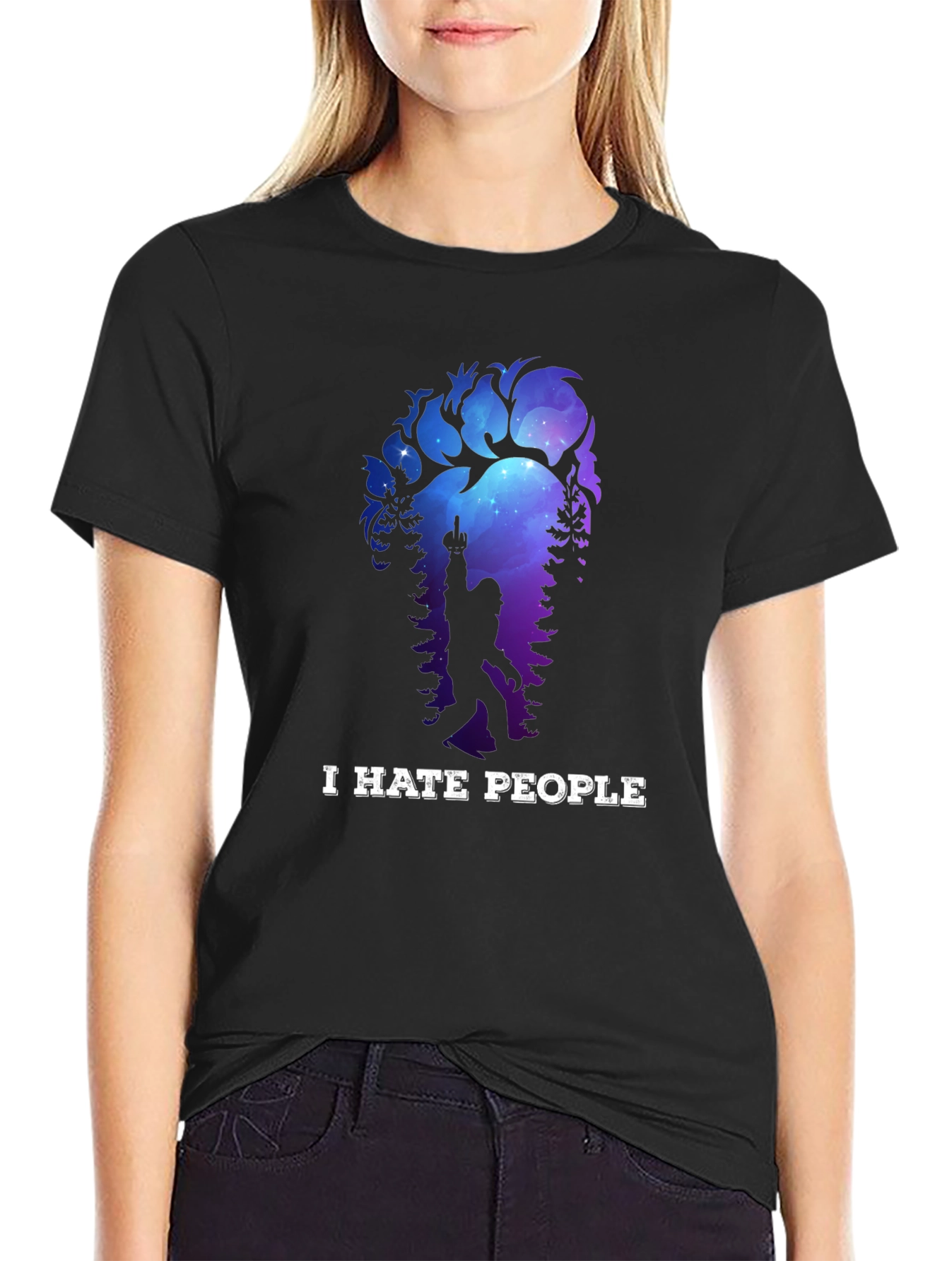 I Hate People Bigfoot T-Shirt Funny Sasquatch Tee