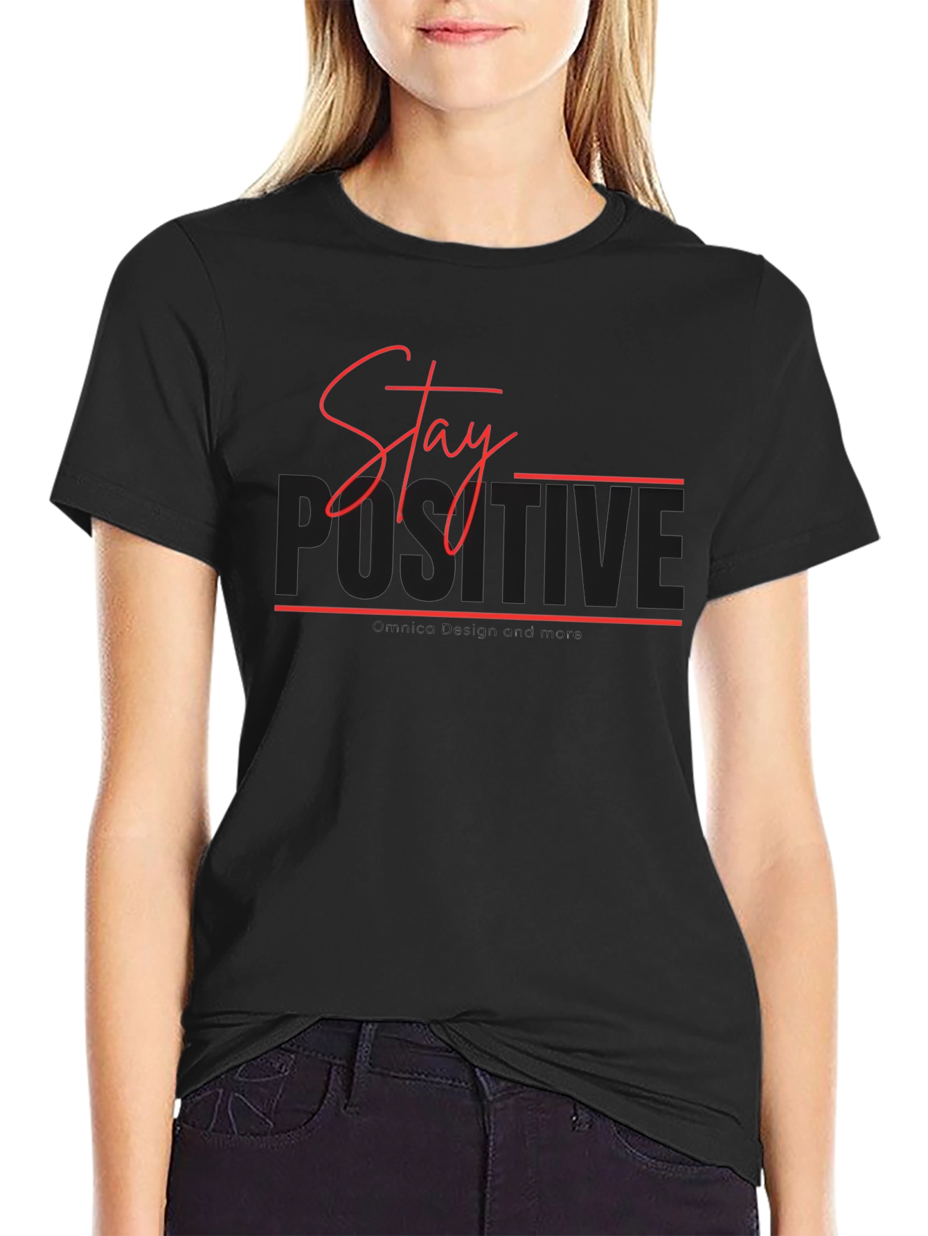 Stay Positive Black T-Shirt - Motivational Design