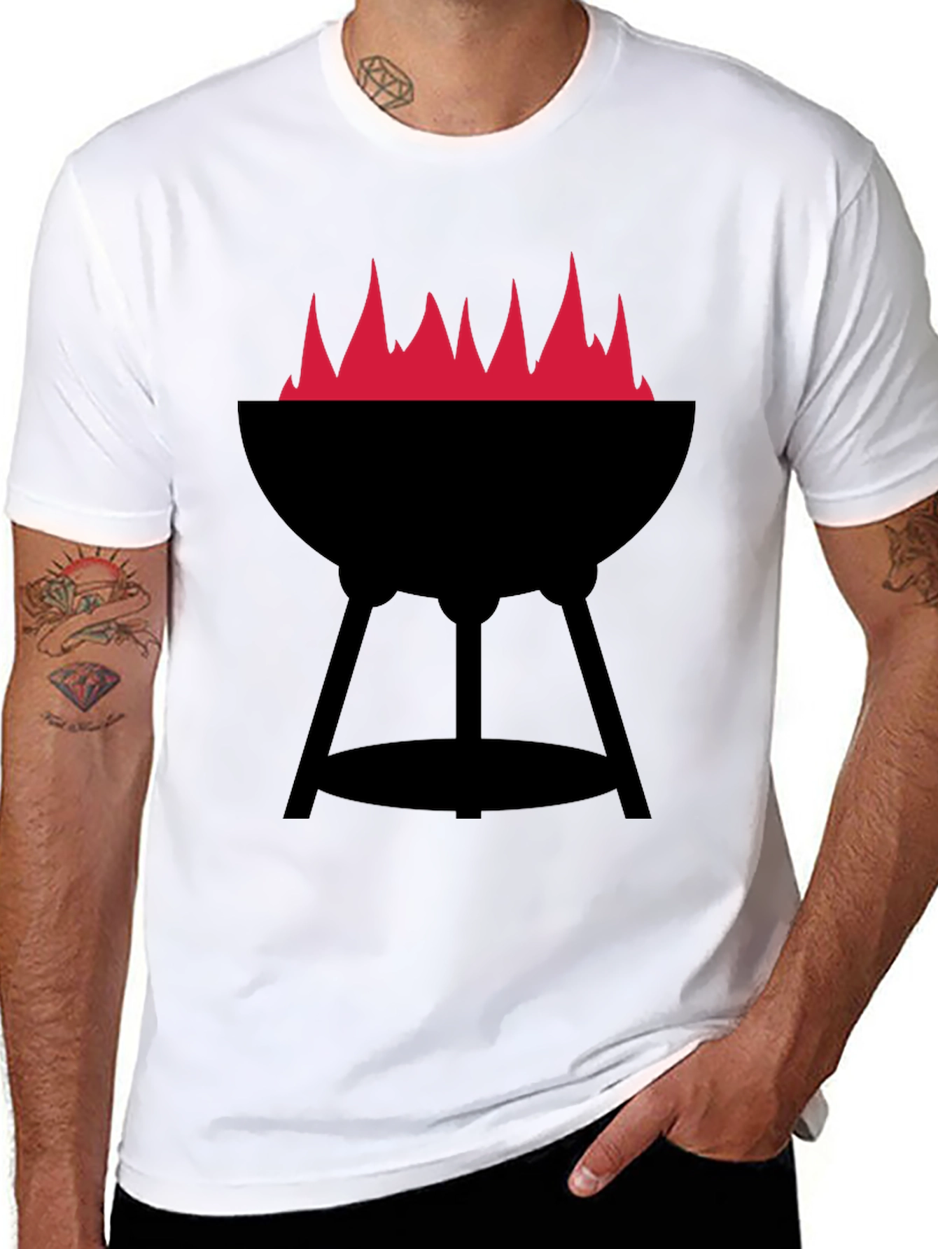 BBQ Grill with Flames Graphic Tee