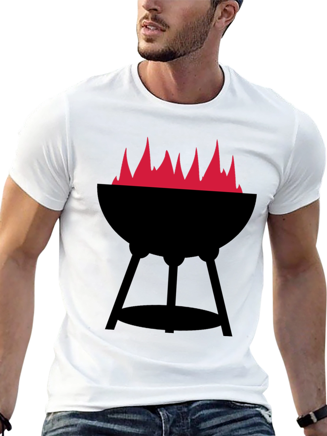 BBQ Grill with Flames Graphic Tee