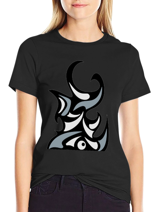 Abstract Tribal Graphic Black T-Shirt