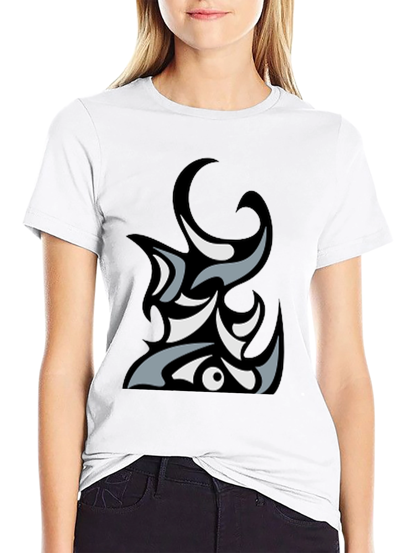 Abstract Tribal Graphic Black T-Shirt