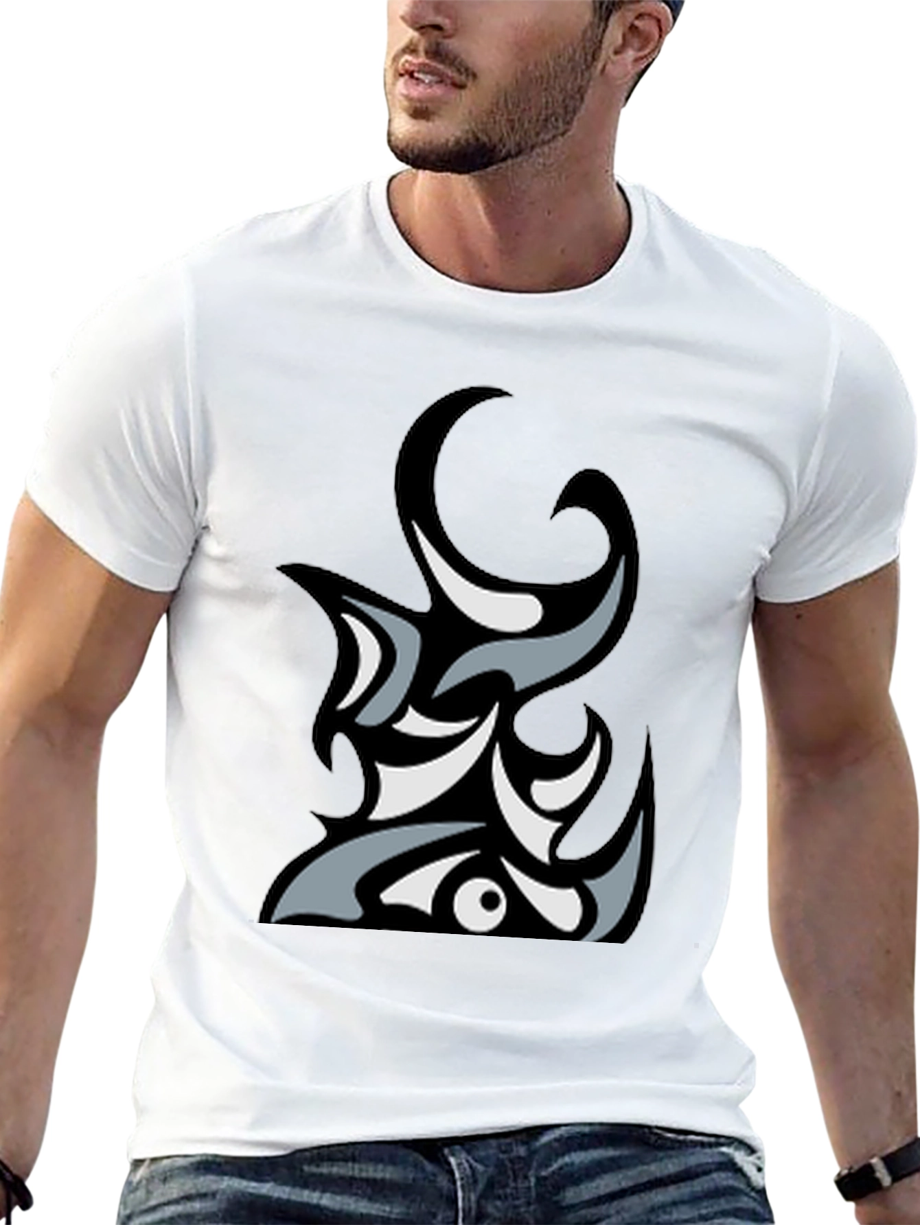 Abstract Tribal Graphic Black T-Shirt