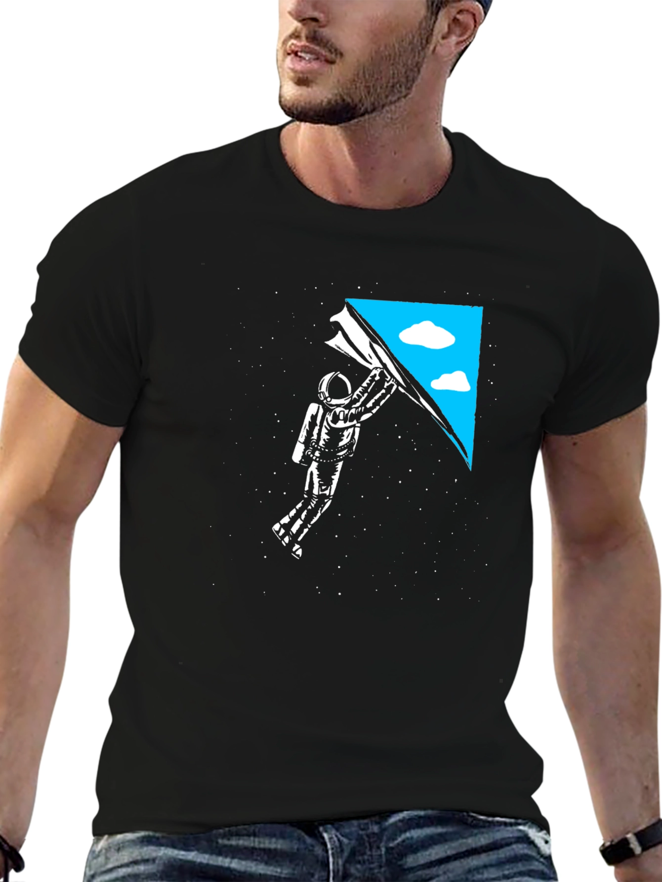 Astronaut Sky Black T-Shirt