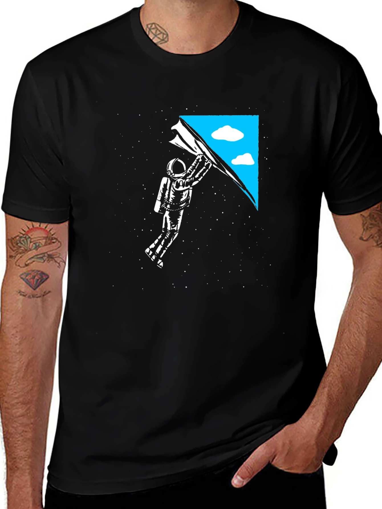 Astronaut Sky Black T-Shirt
