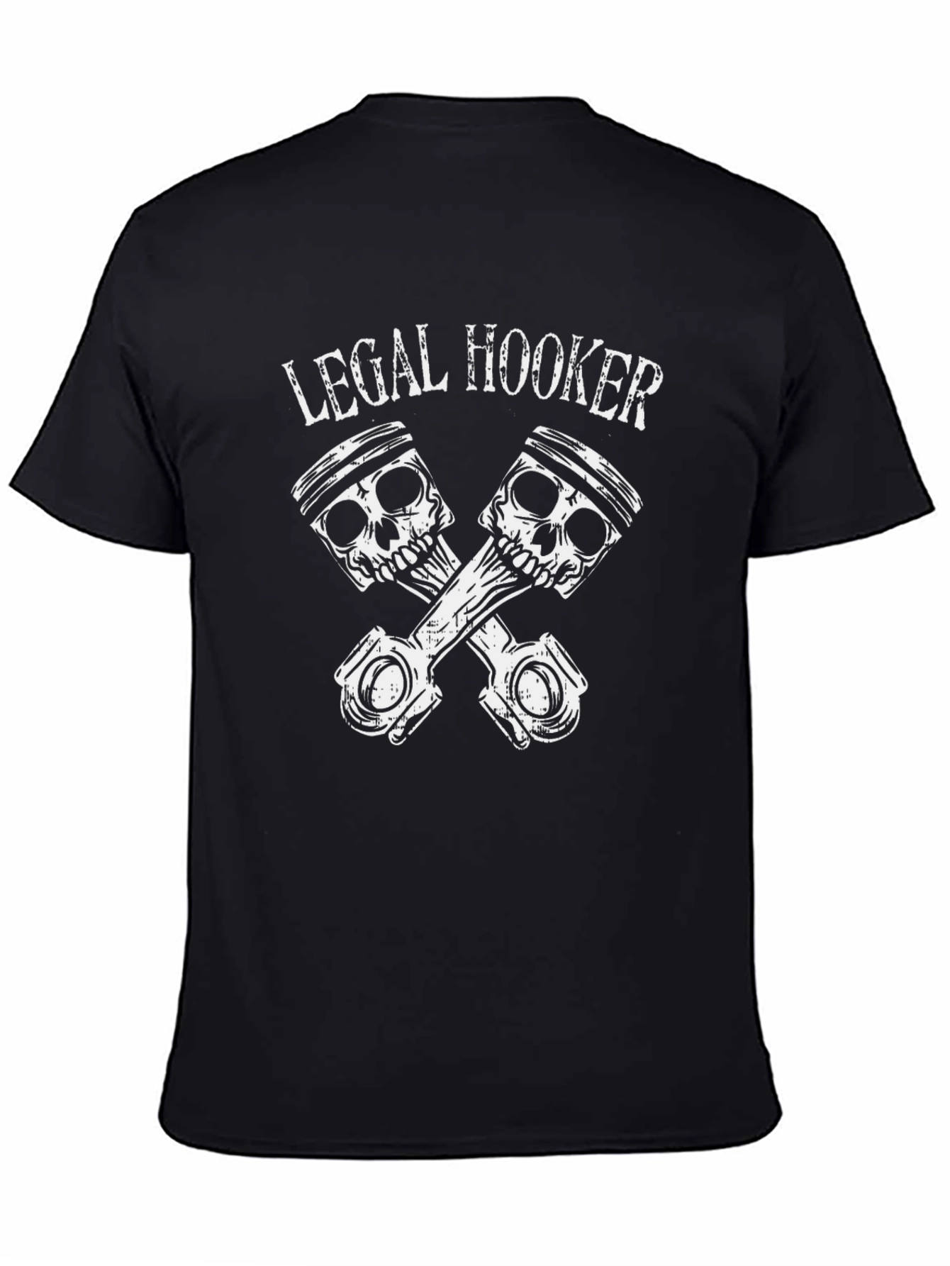 Legal Hooker Skull Piston Black T-Shirt