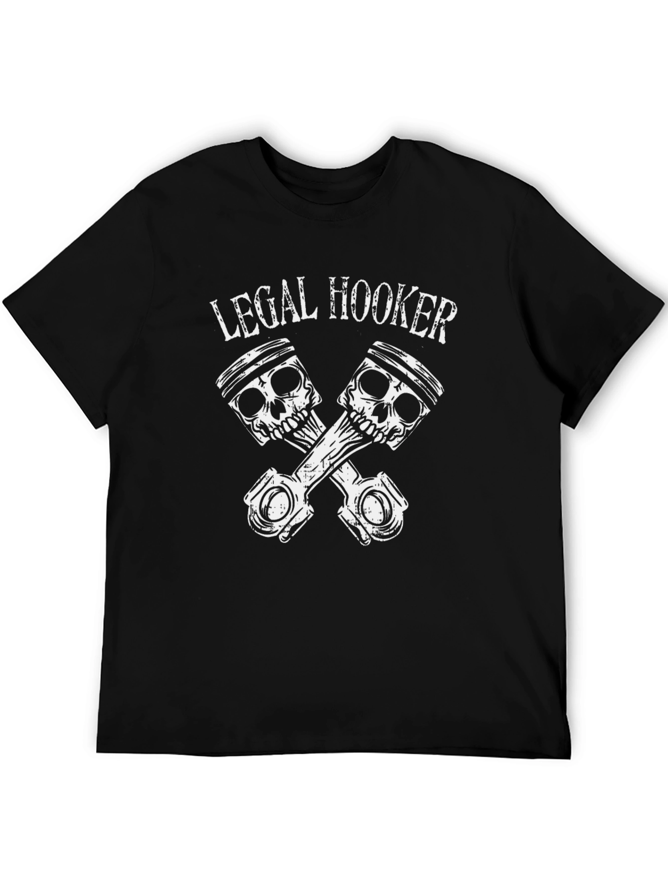 Legal Hooker Skull Piston Black T-Shirt