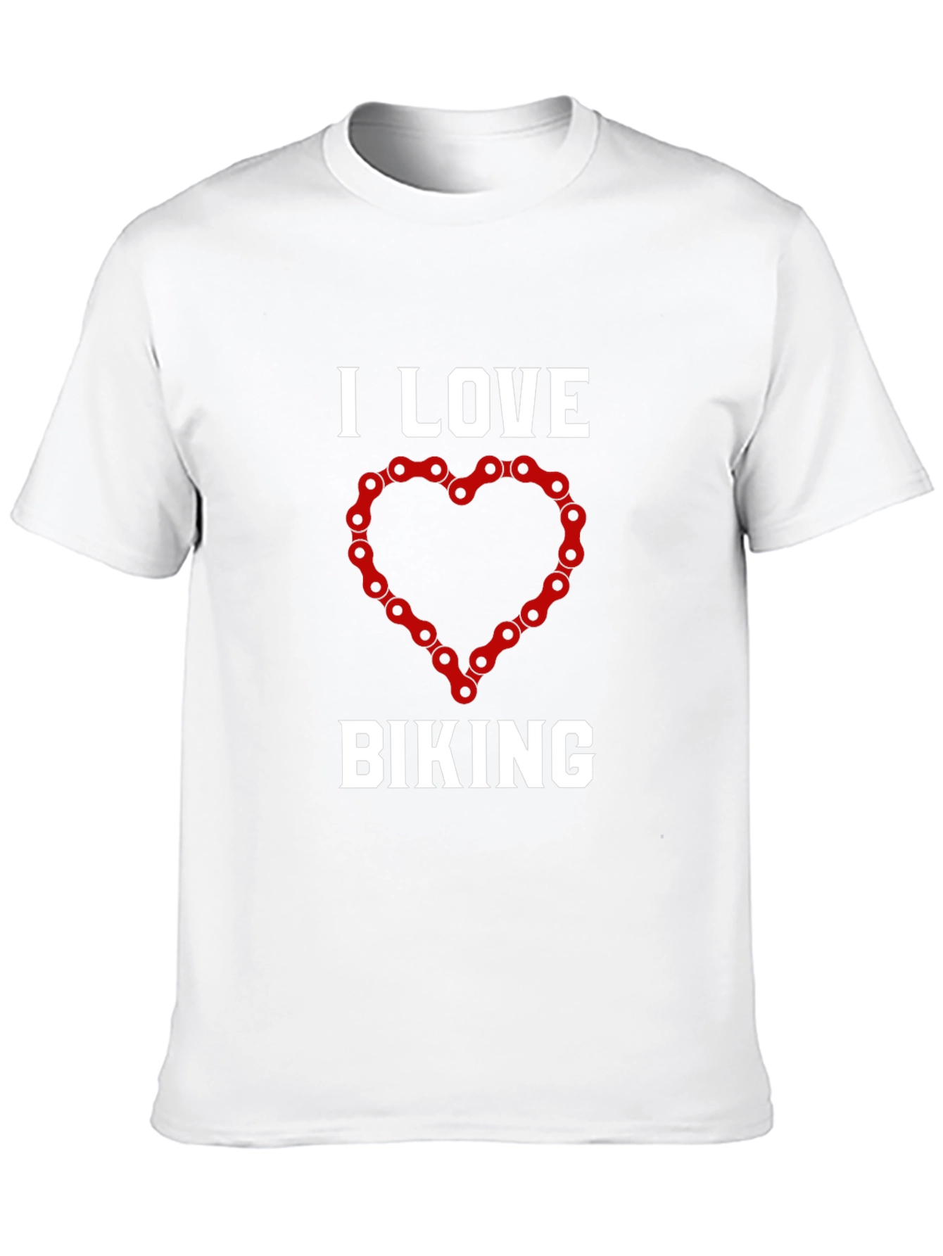 I Love Biking T-Shirt: Cycling Chain Heart Design