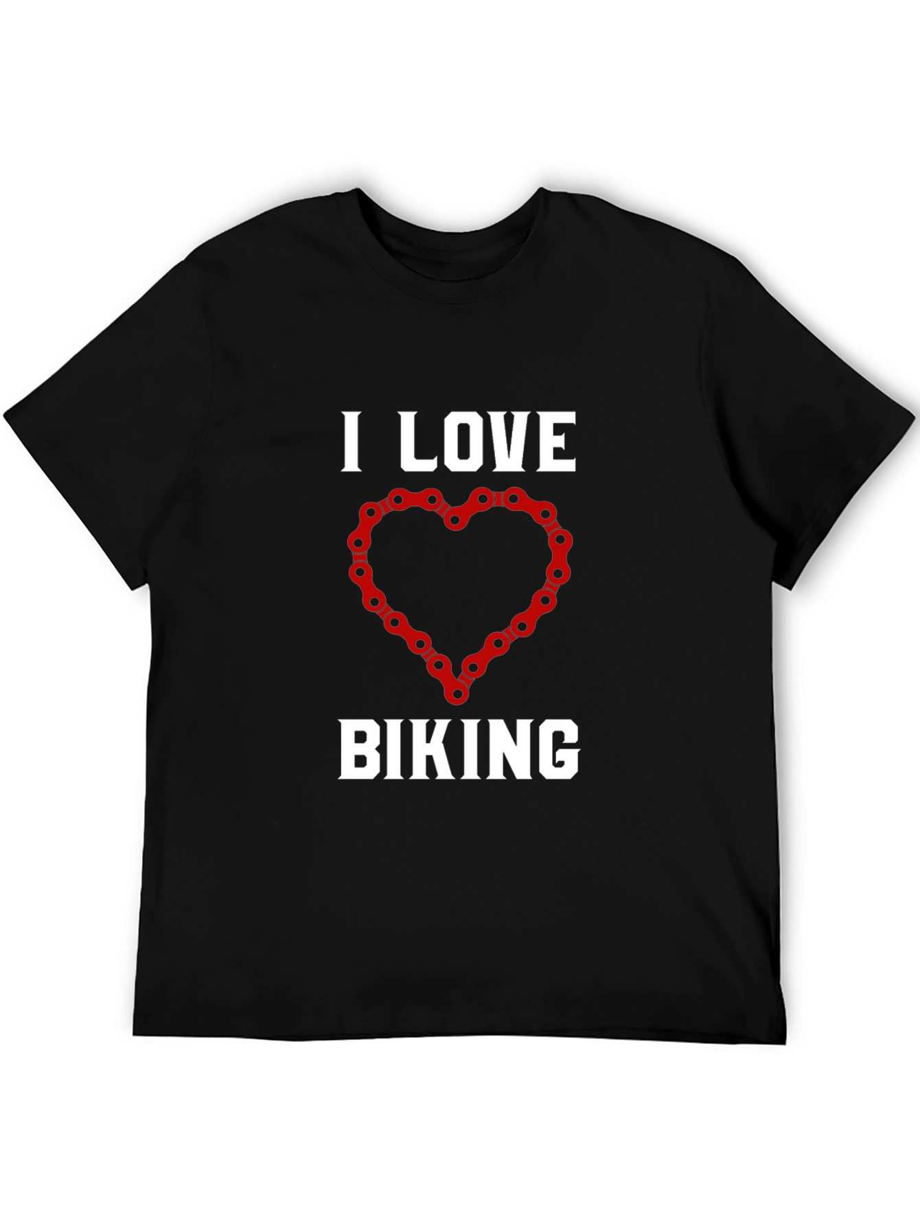 I Love Biking T-Shirt: Cycling Chain Heart Design