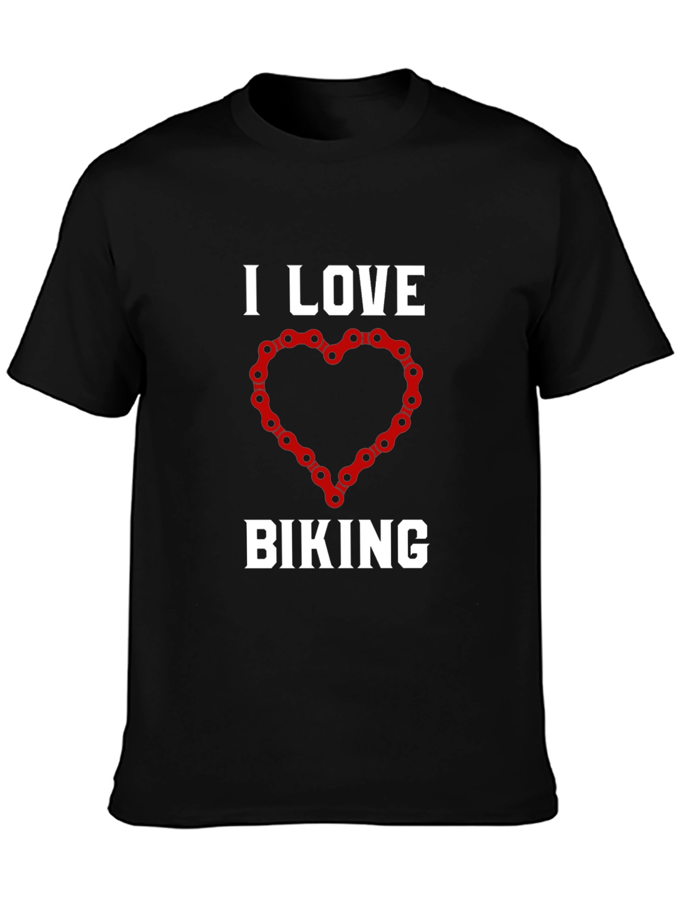 I Love Biking T-Shirt: Cycling Chain Heart Design