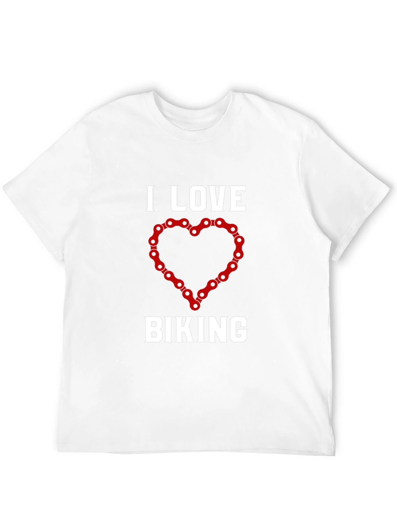 I Love Biking T-Shirt: Cycling Chain Heart Design