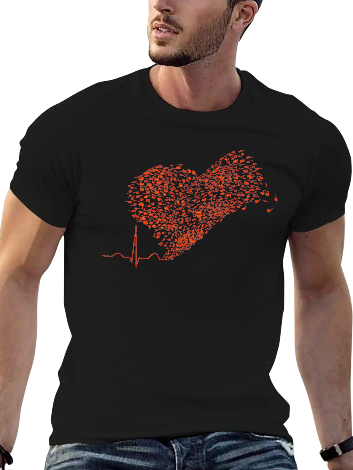 Musical Heartbeat T-Shirt - Black