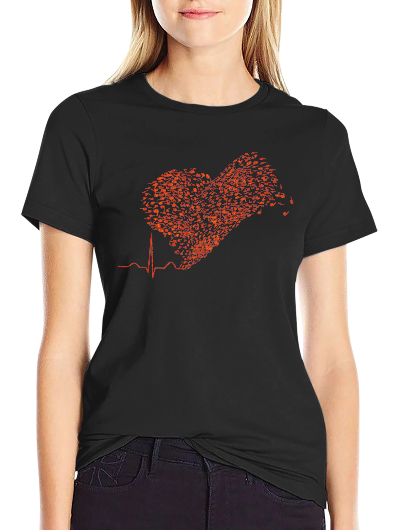 Musical Heartbeat T-Shirt - Black