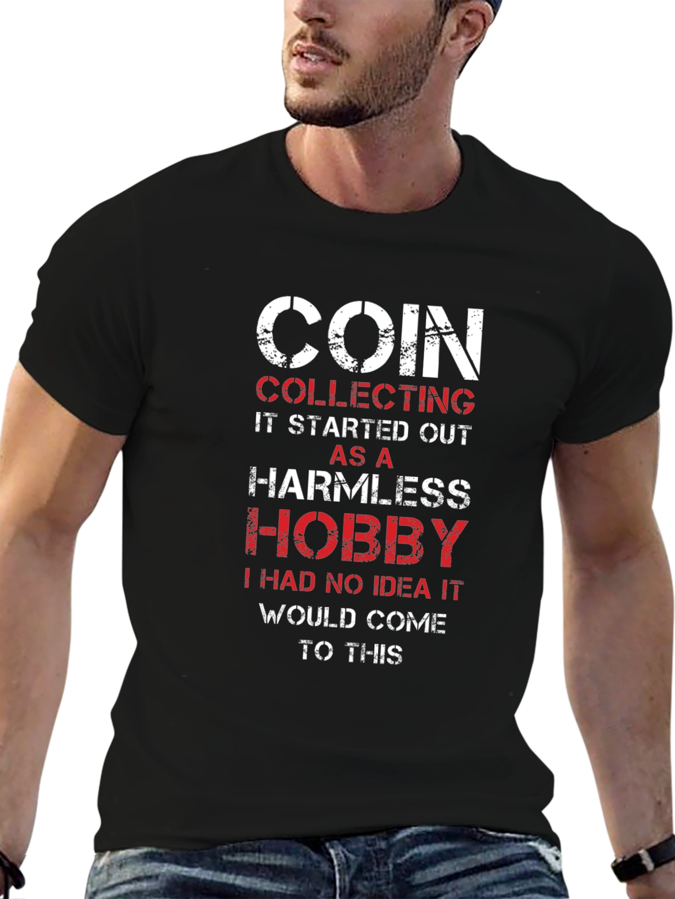 Coin Collecting Hobby Tee - Black Graphic T-Shirt