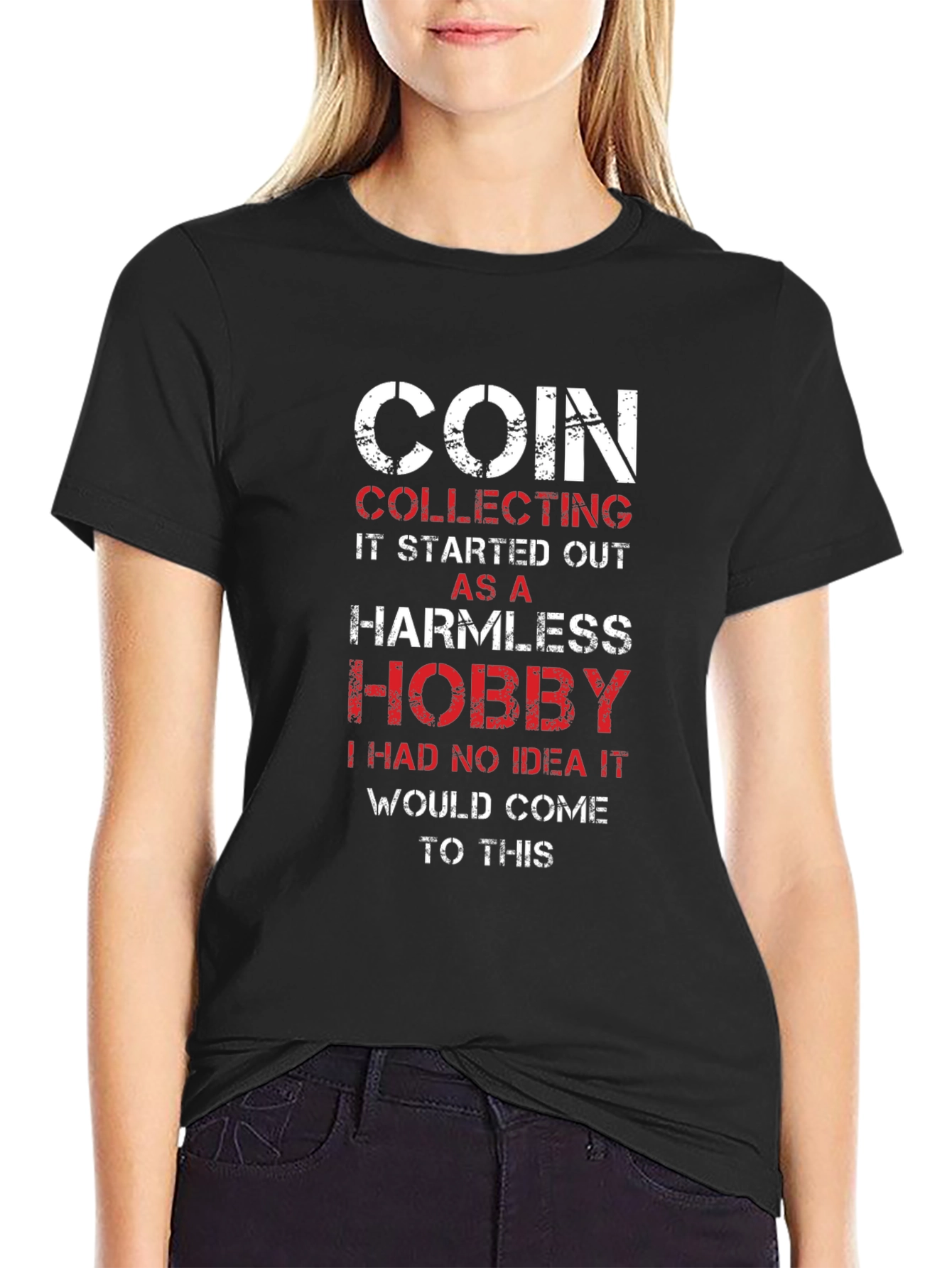 Coin Collecting Hobby Tee - Black Graphic T-Shirt