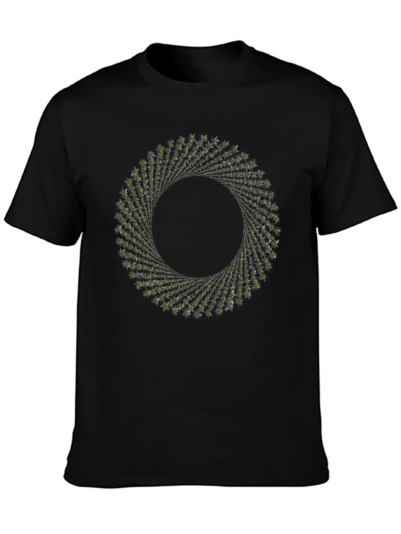 Geometric Swirl Graphic Tee - Black