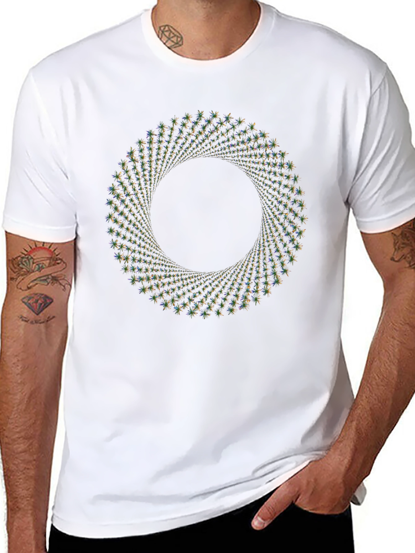 Geometric Swirl Graphic Tee - Black