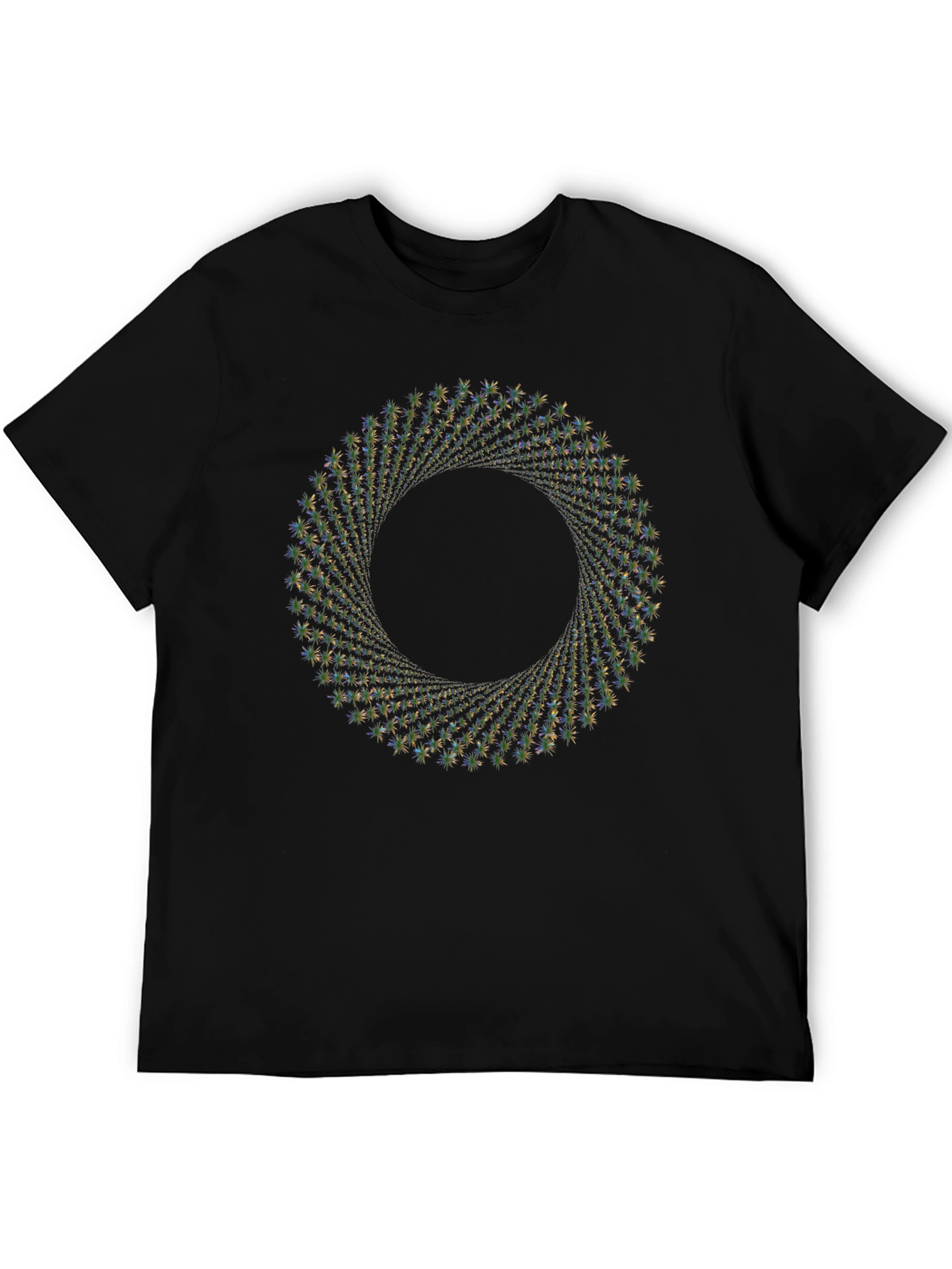 Geometric Swirl Graphic Tee - Black