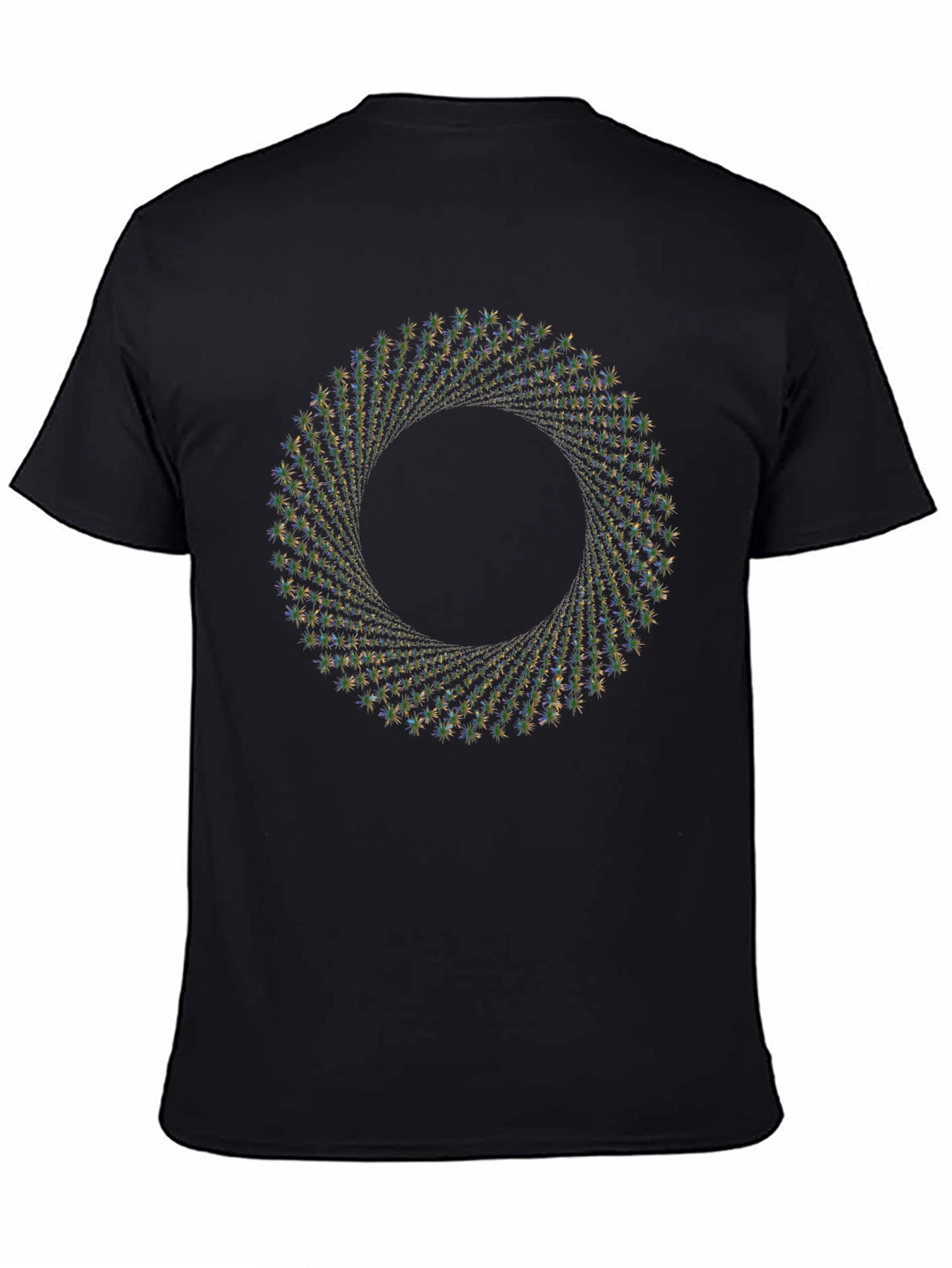Geometric Swirl Graphic Tee - Black