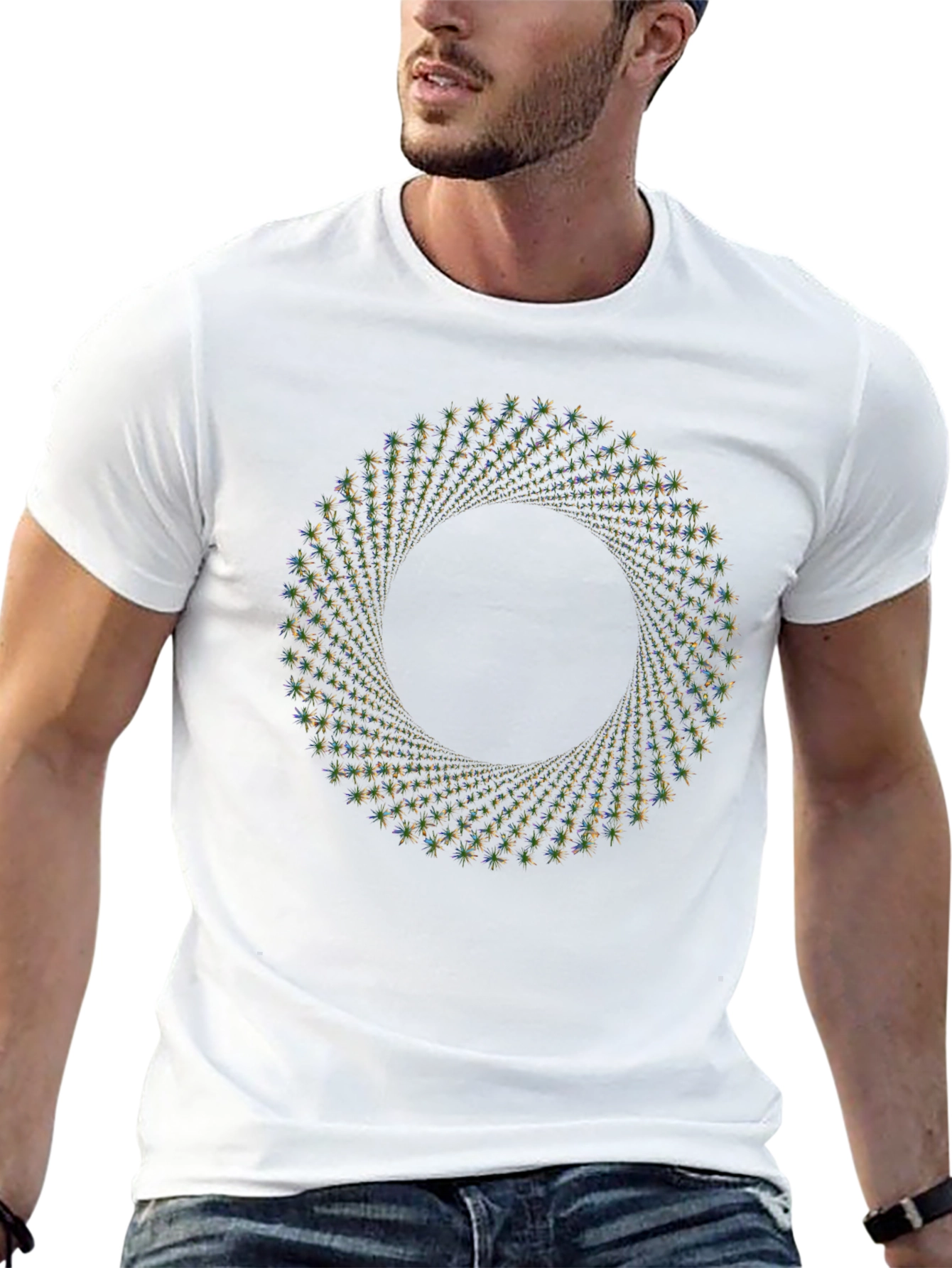 Geometric Swirl Graphic Tee - Black