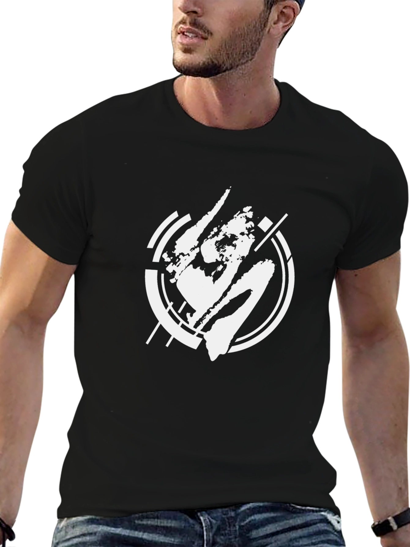 Abstract Graphic T-Shirt - Stylish Black Tee