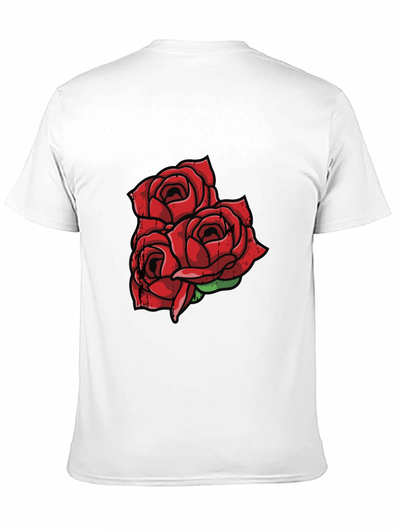 Black T-Shirt with Red Rose Graphic