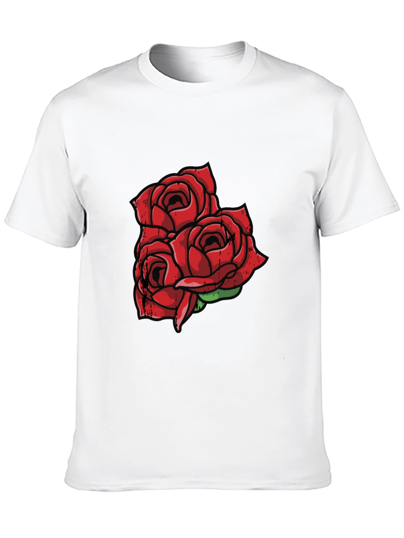 Black T-Shirt with Red Rose Graphic