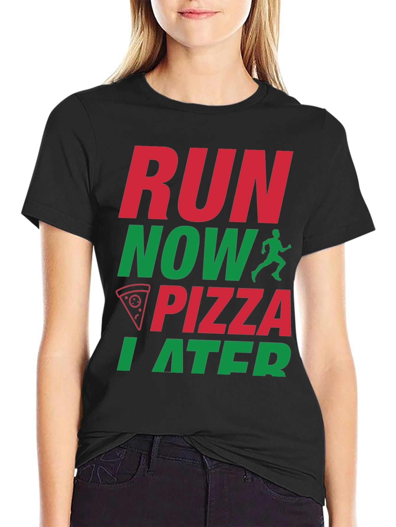 Run Now Pizza Later Graphic T-Shirt