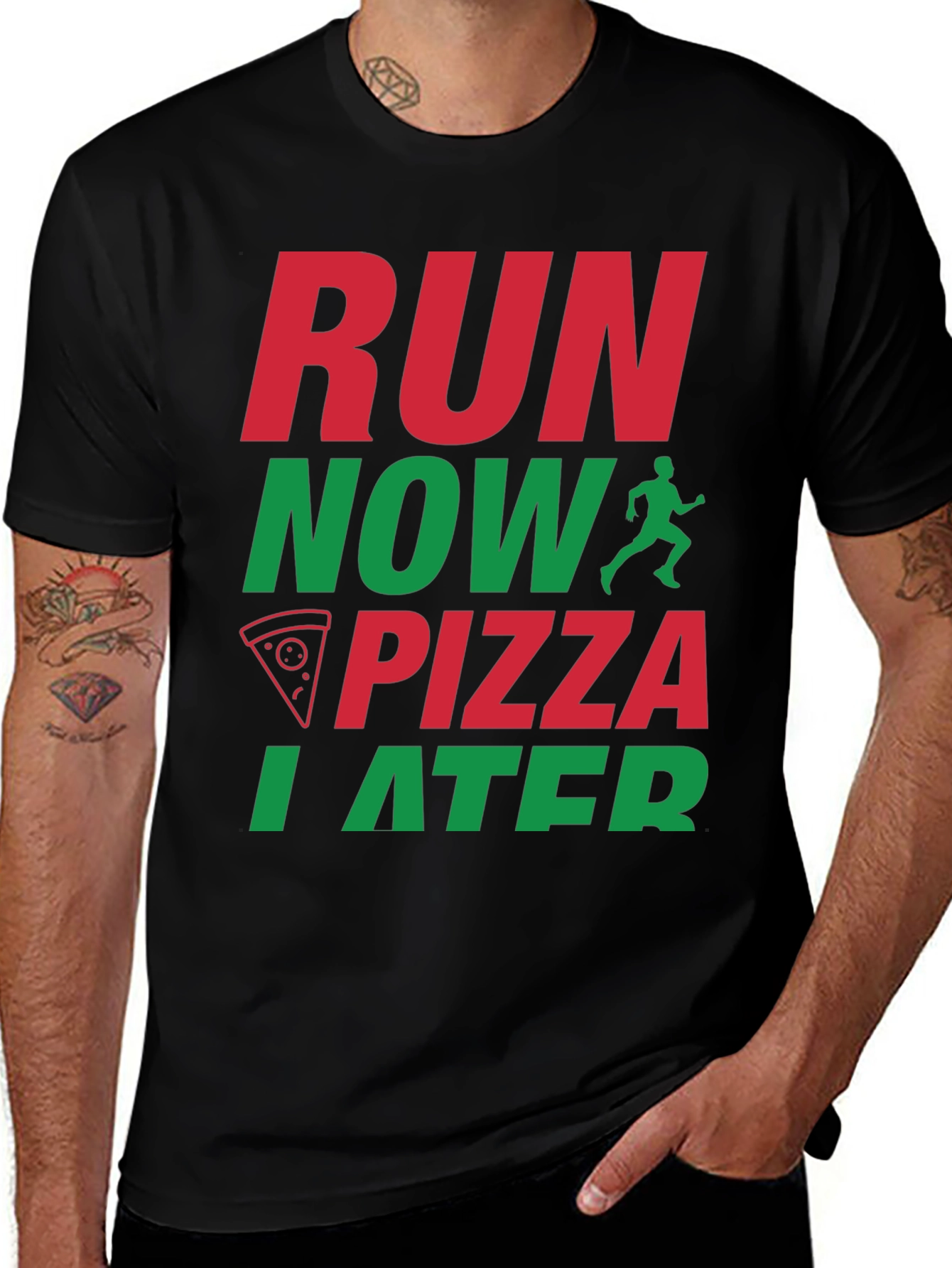 Run Now Pizza Later Graphic T-Shirt