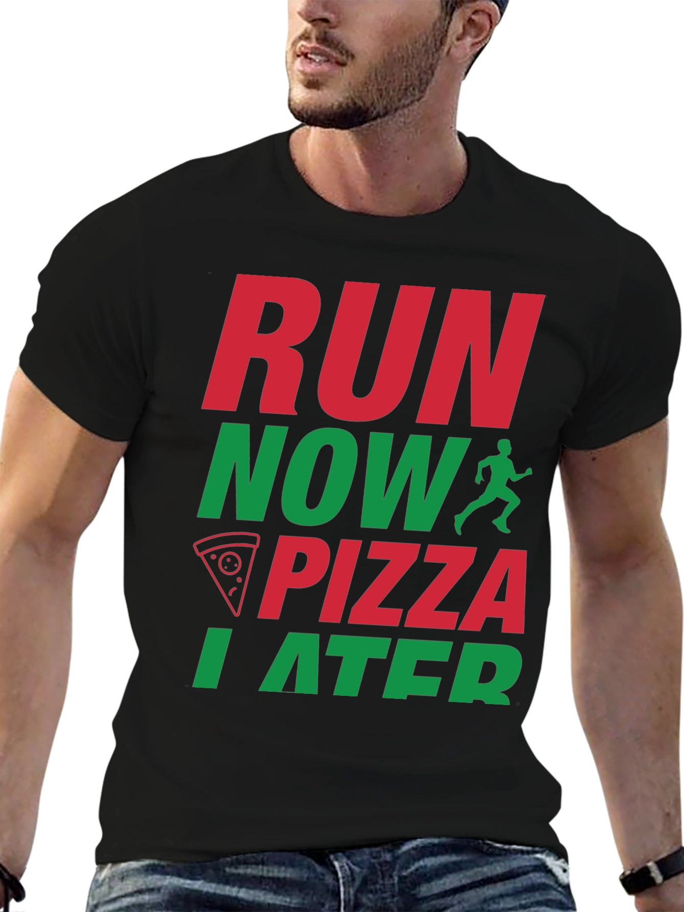 Run Now Pizza Later Graphic T-Shirt
