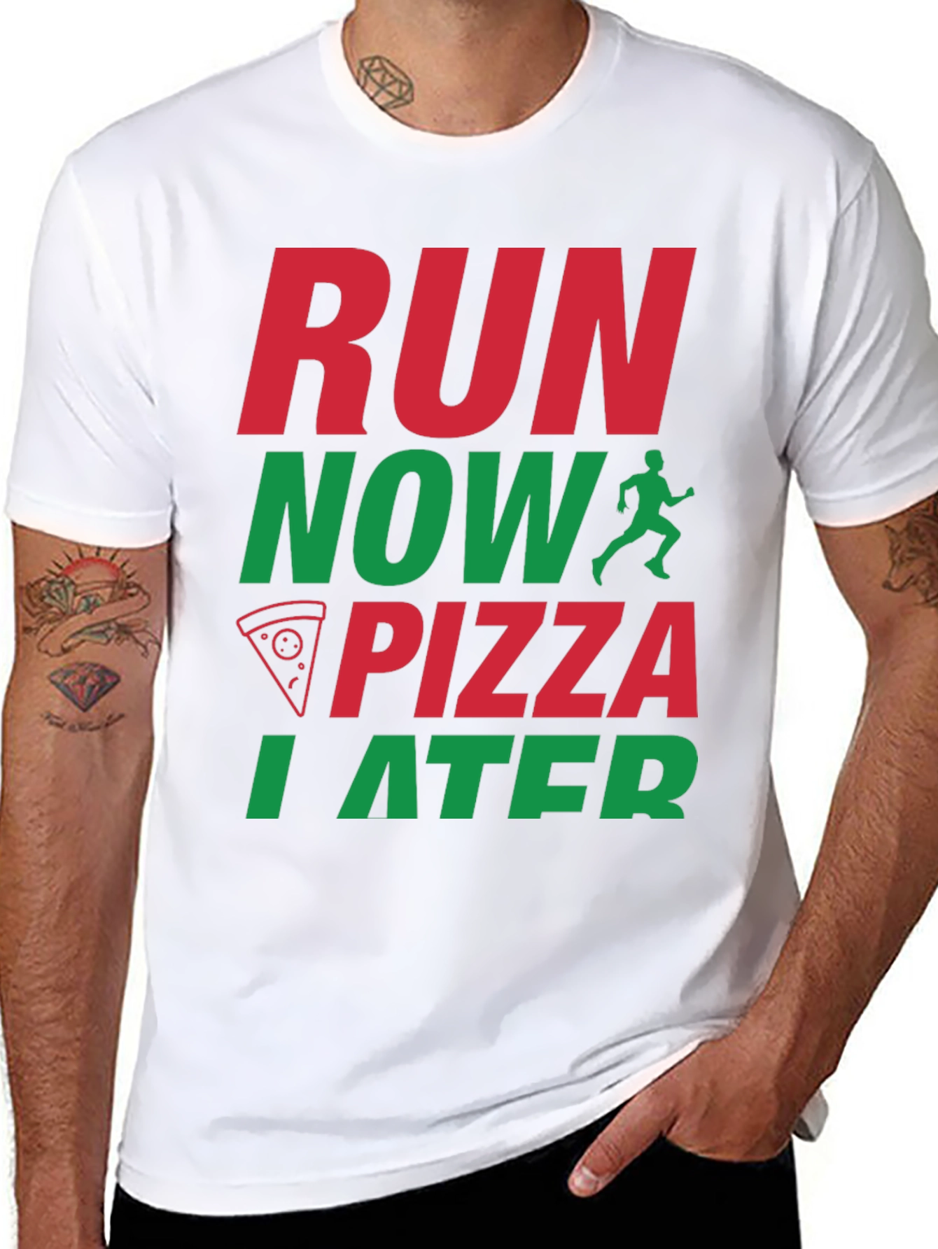 Run Now Pizza Later Graphic T-Shirt