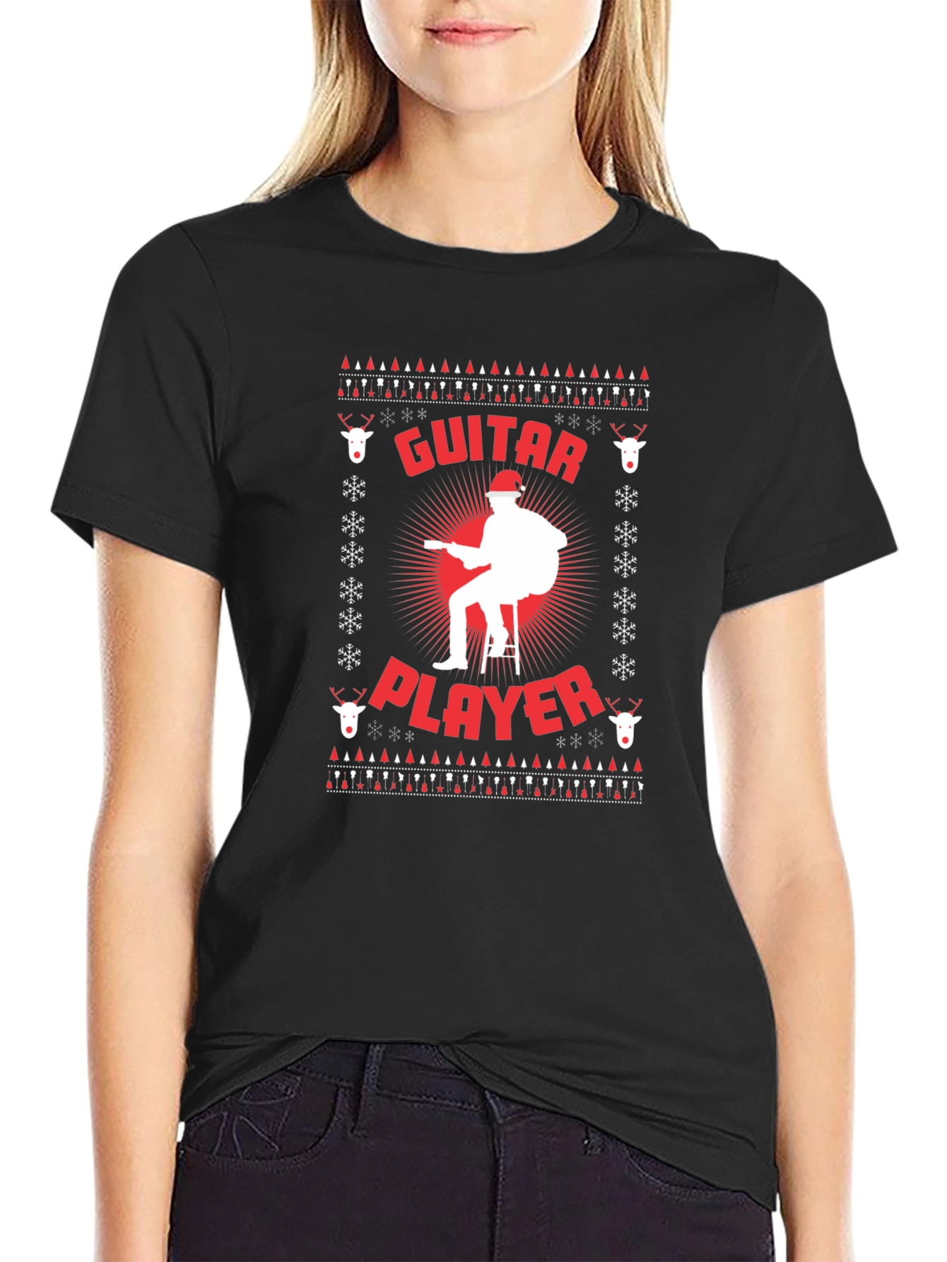 Guitar Player Ugly Christmas Sweater T-Shirt