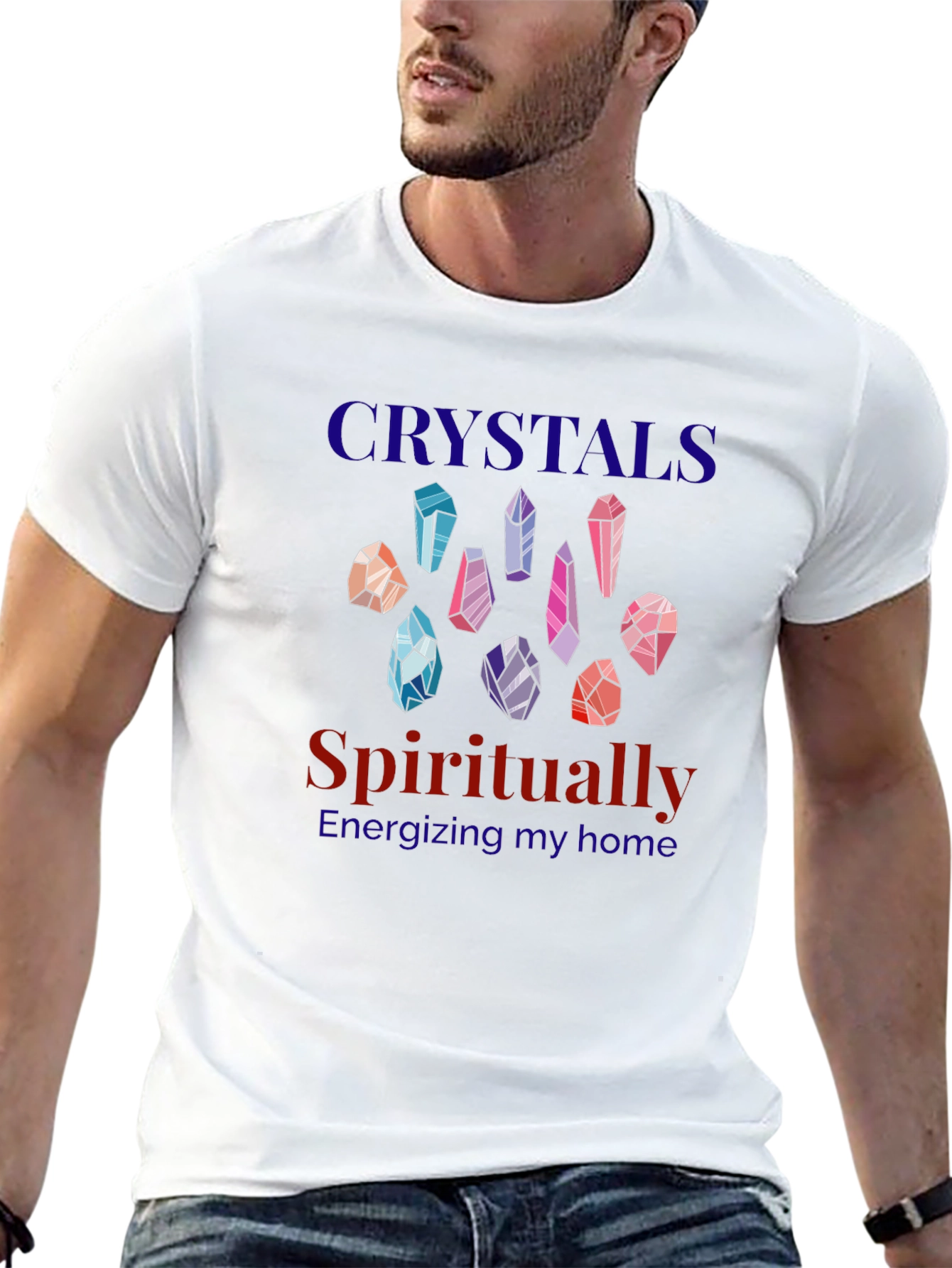 Crystals Spiritually Energizing Black T-Shirt