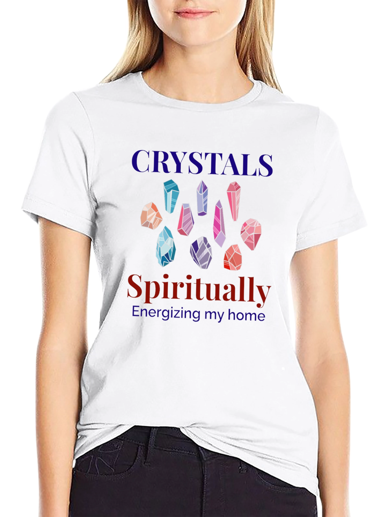 Crystals Spiritually Energizing Black T-Shirt