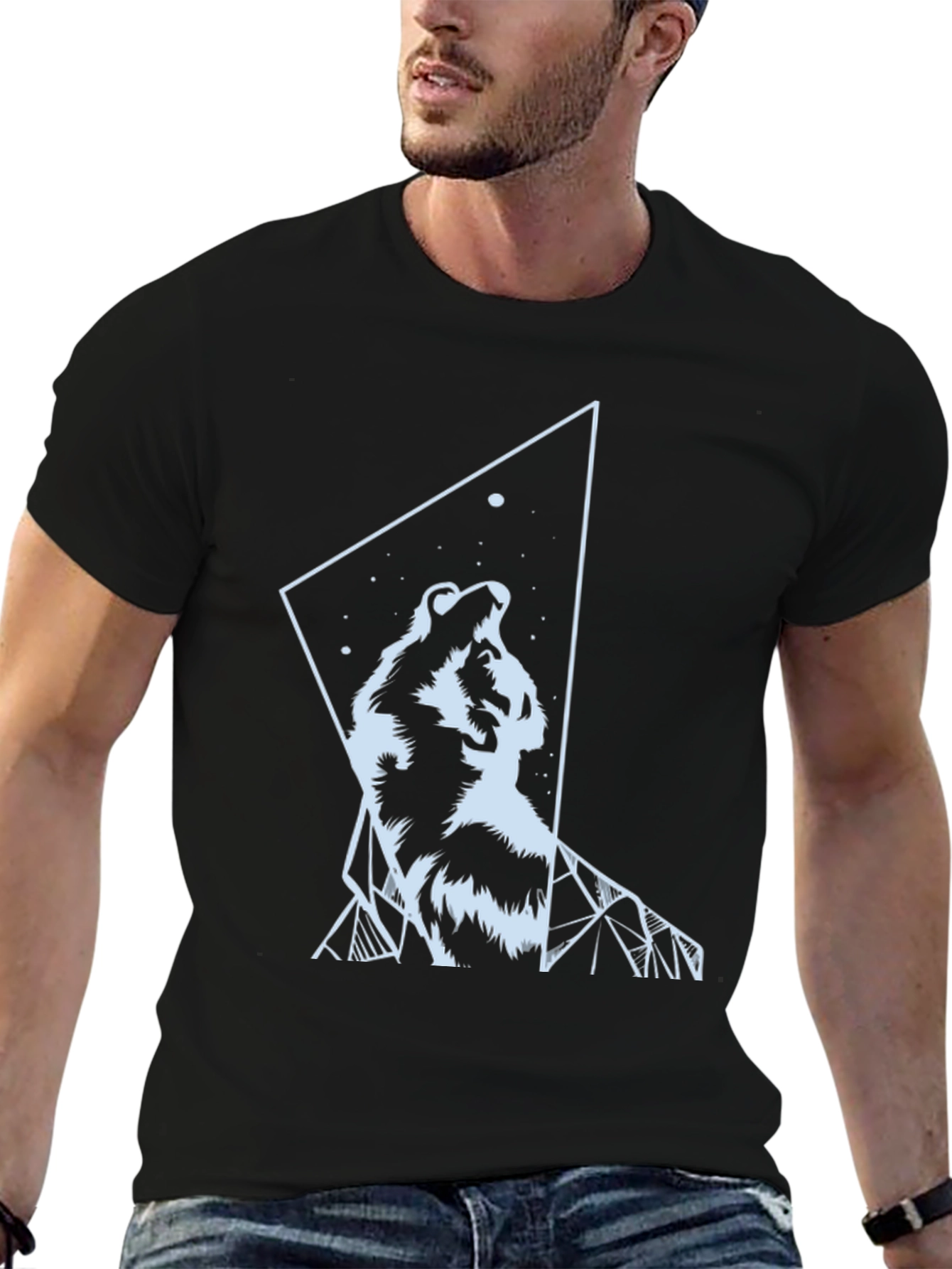 Wolf Graphic Tee - Geometric Design