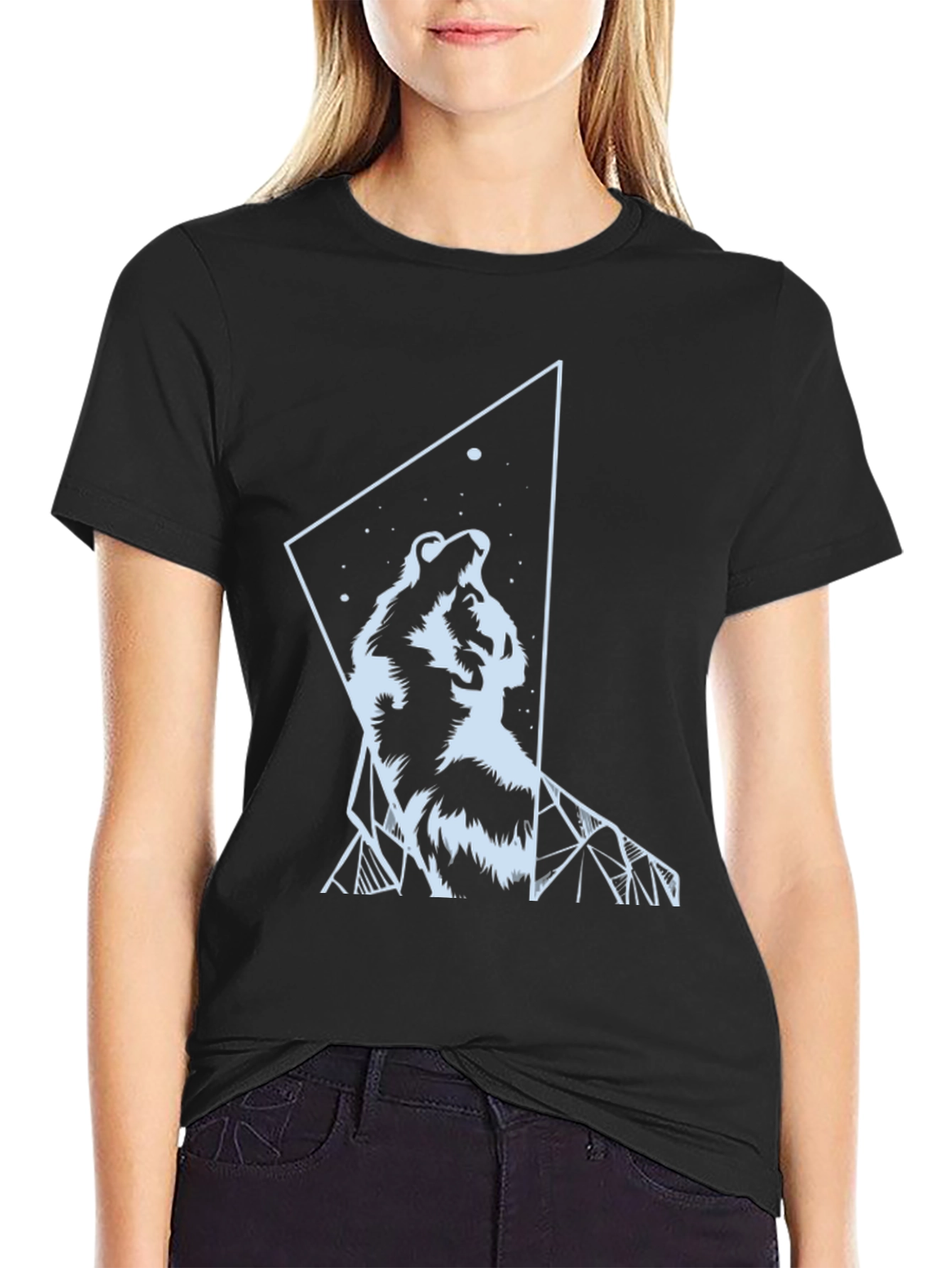 Wolf Graphic Tee - Geometric Design