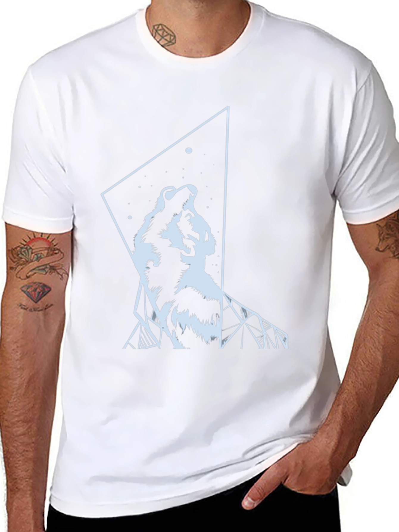 Wolf Graphic Tee - Geometric Design