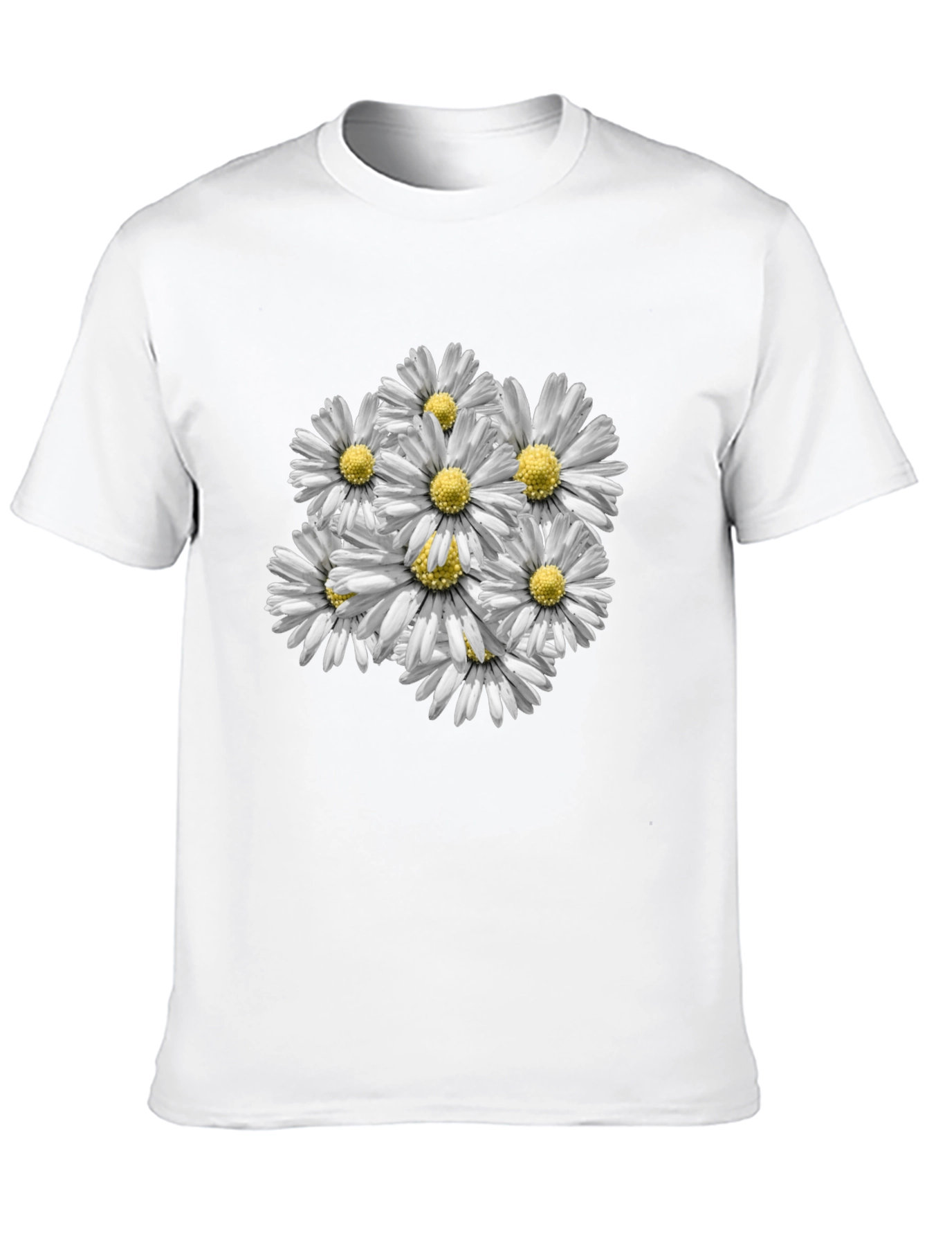 Floral Daisy Print Black T-Shirt