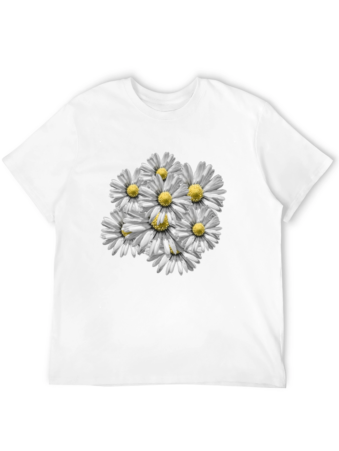 Floral Daisy Print Black T-Shirt