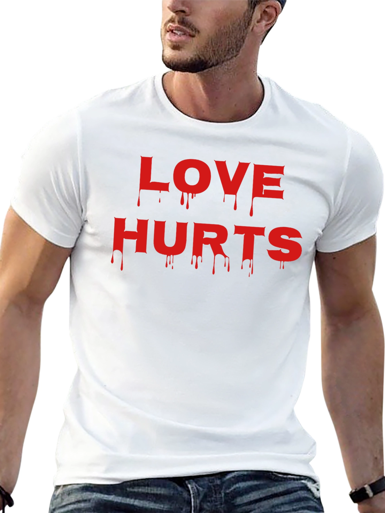 Love Hurts Graphic Tee - Black Crew Neck T-Shirt