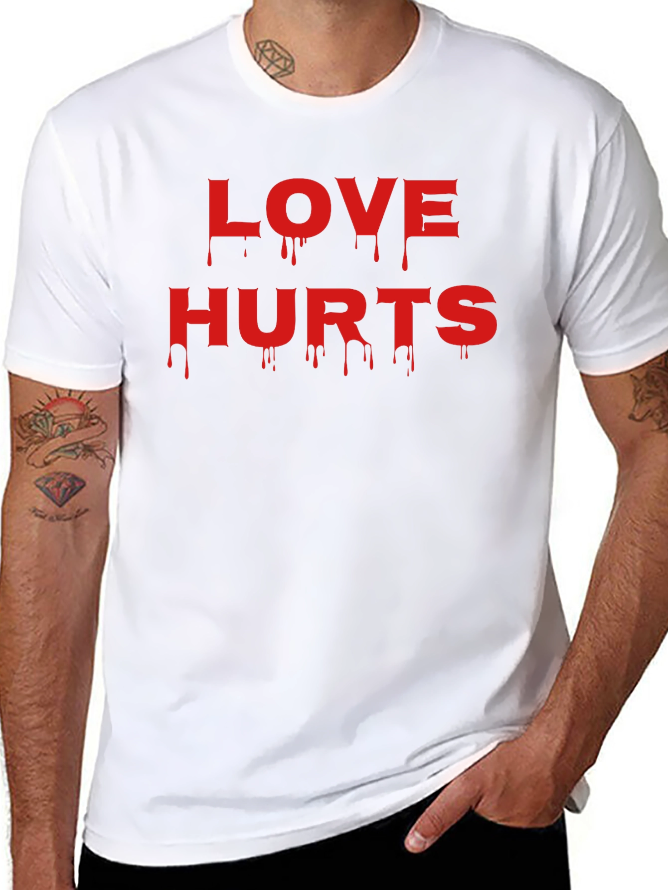 Love Hurts Graphic Tee - Black Crew Neck T-Shirt
