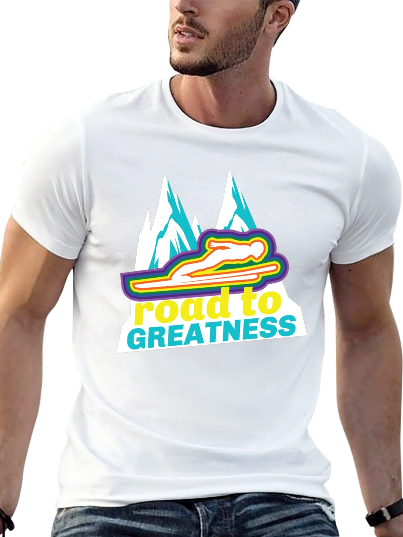Road to Greatness Ski Jumper Graphic T-Shirt