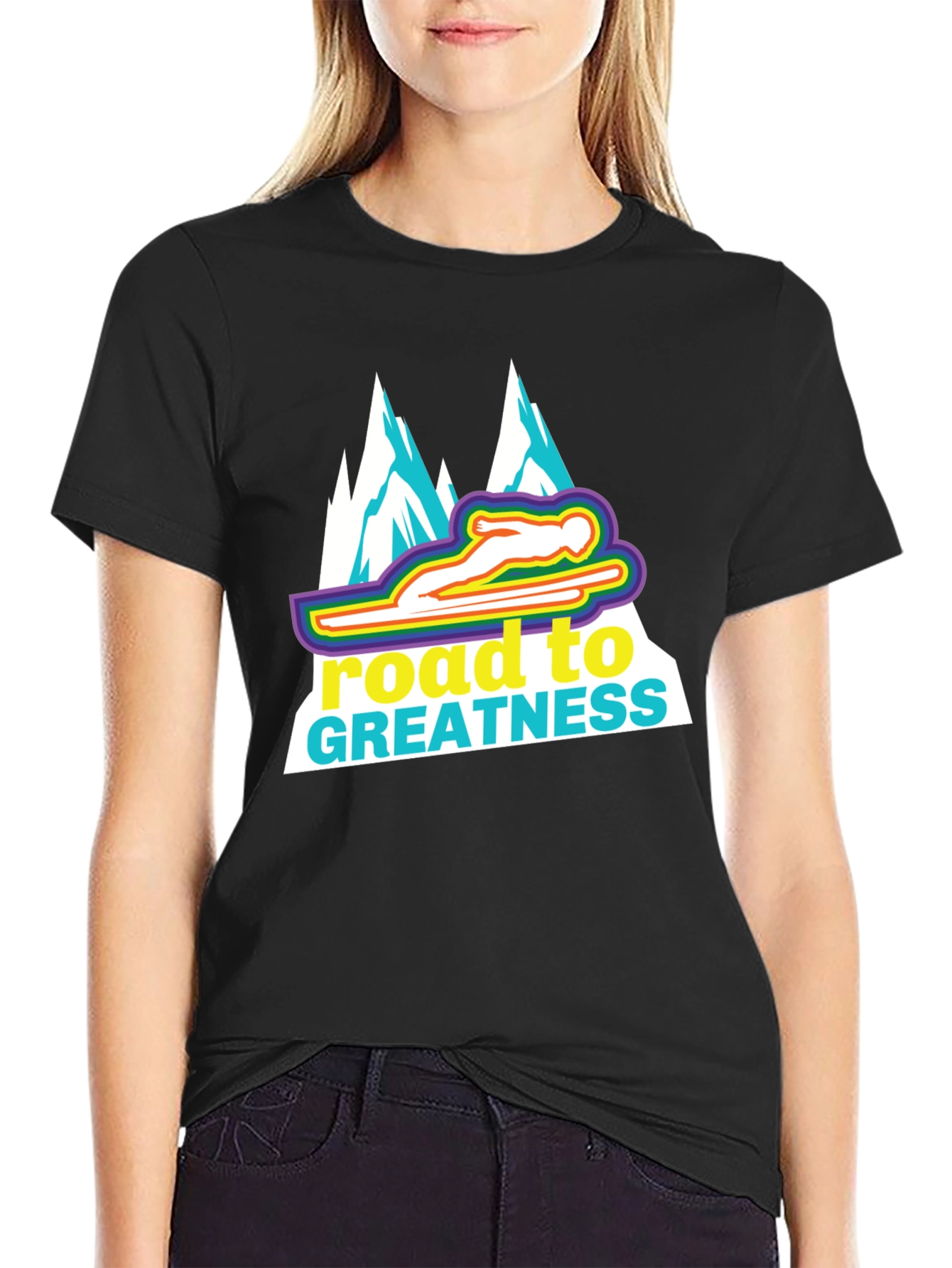 Road to Greatness Ski Jumper Graphic T-Shirt