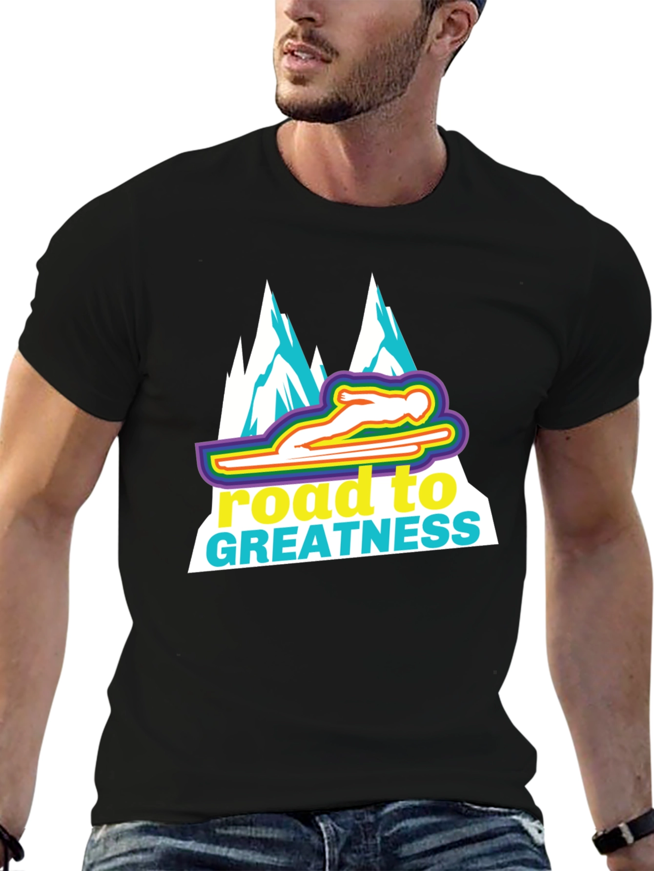 Road to Greatness Ski Jumper Graphic T-Shirt