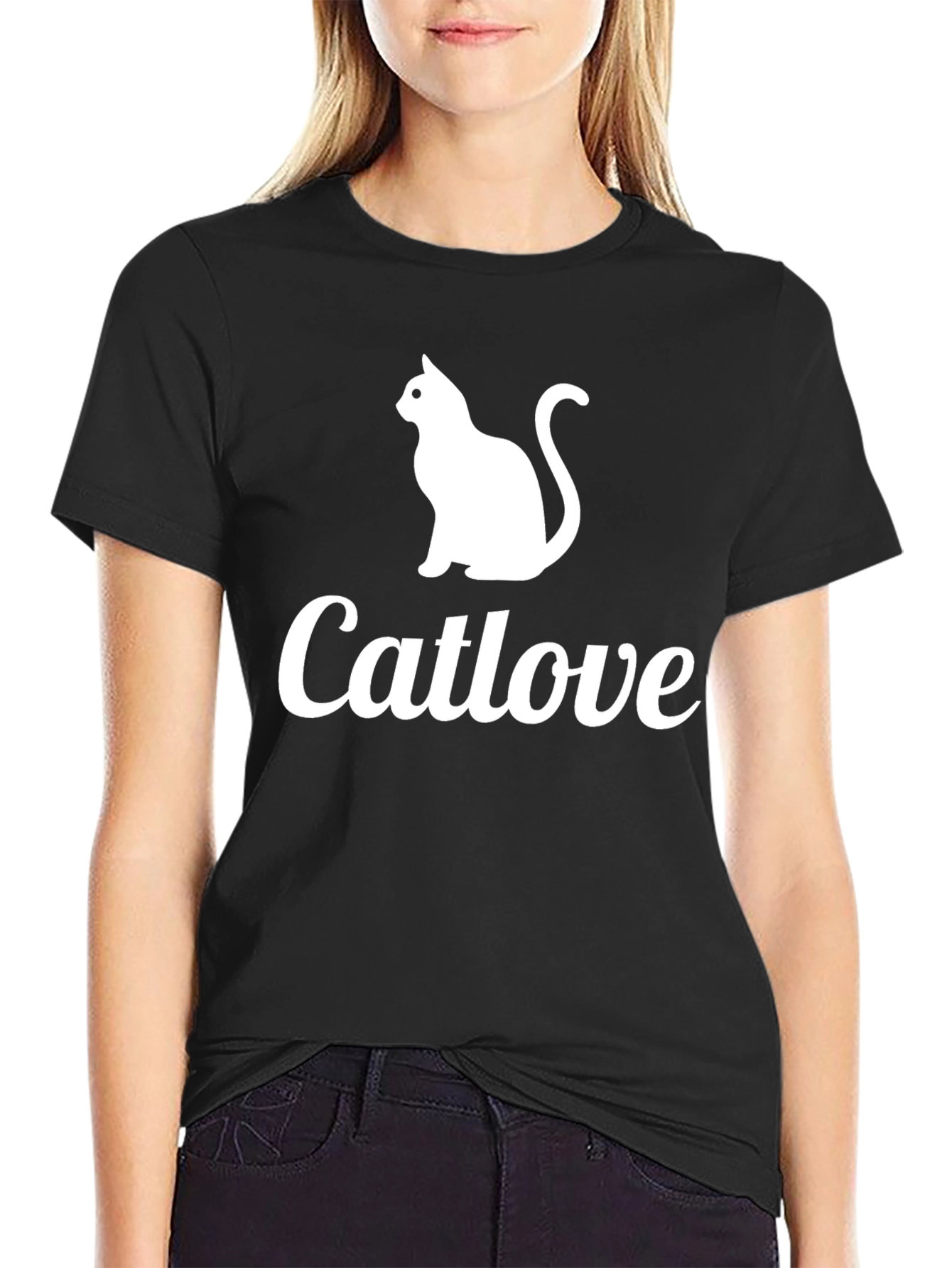 Catlove Graphic Tee - Black Cotton T-Shirt