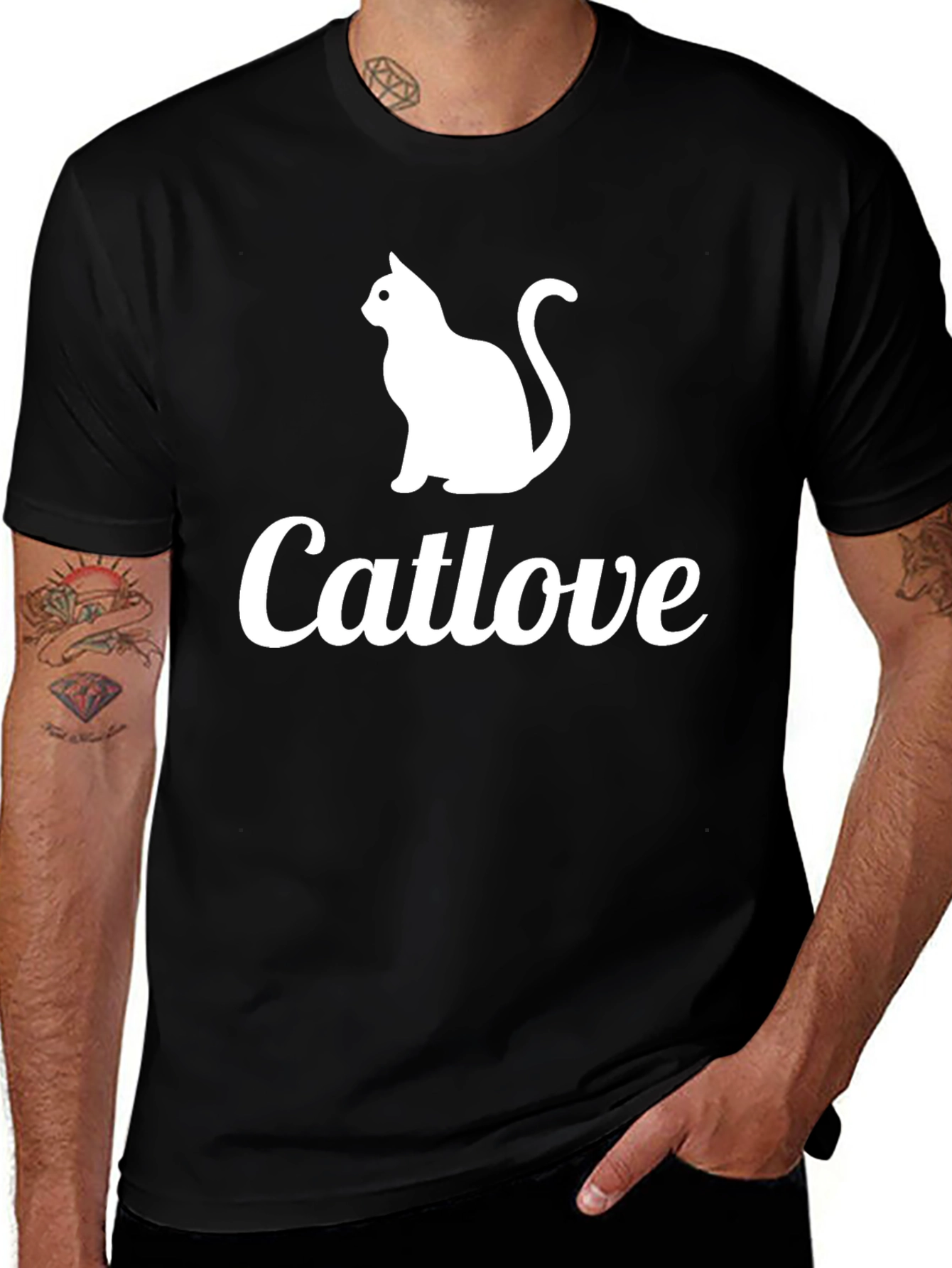 Catlove Graphic Tee - Black Cotton T-Shirt