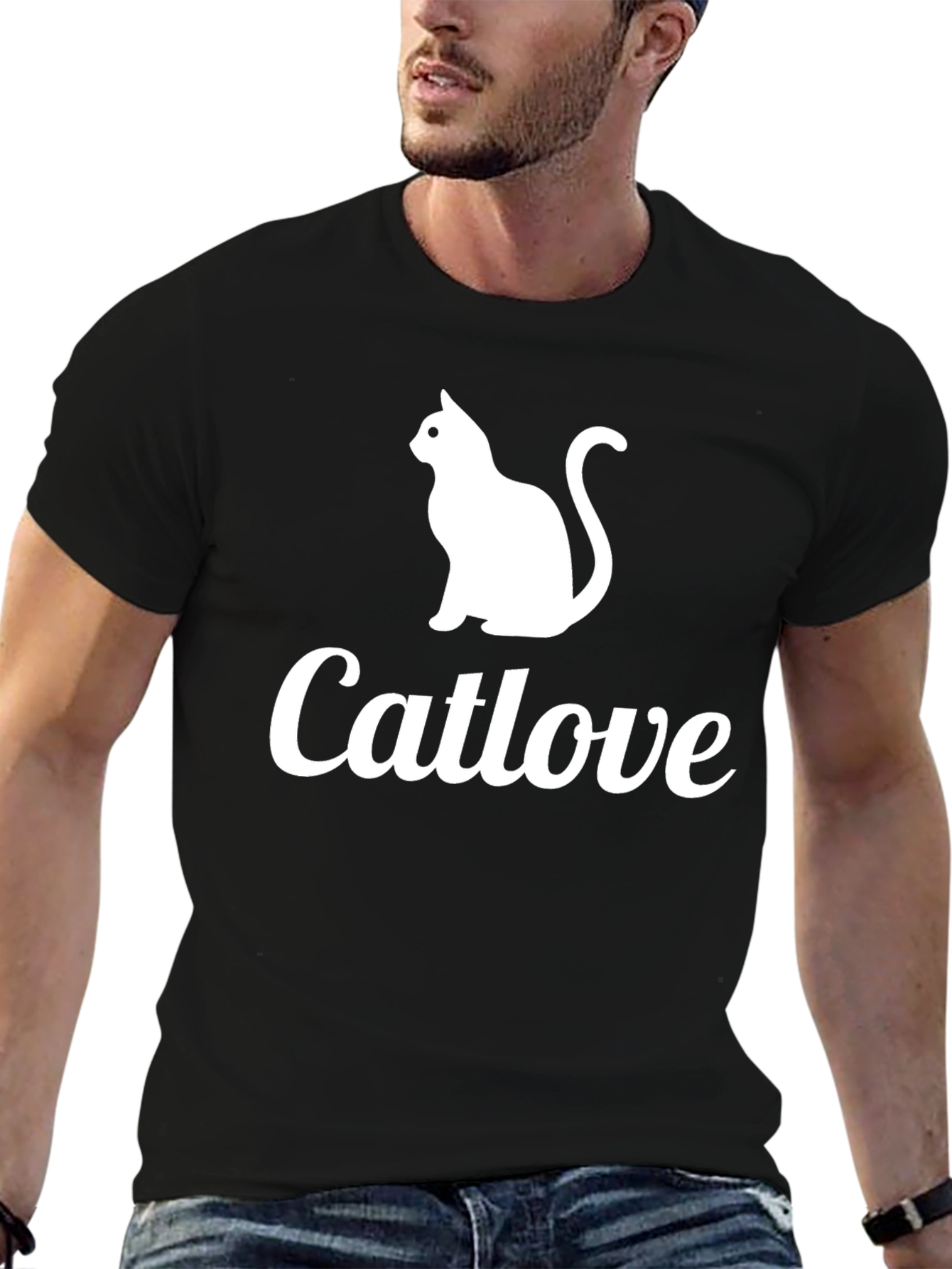 Catlove Graphic Tee - Black Cotton T-Shirt
